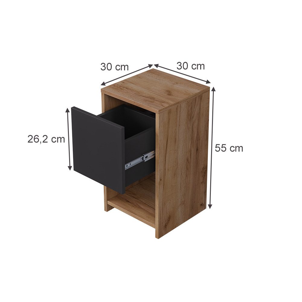 Vicco Nachtschrank Evo, Goldkraft Eiche/Anthrazit, 30 günstig online kaufen