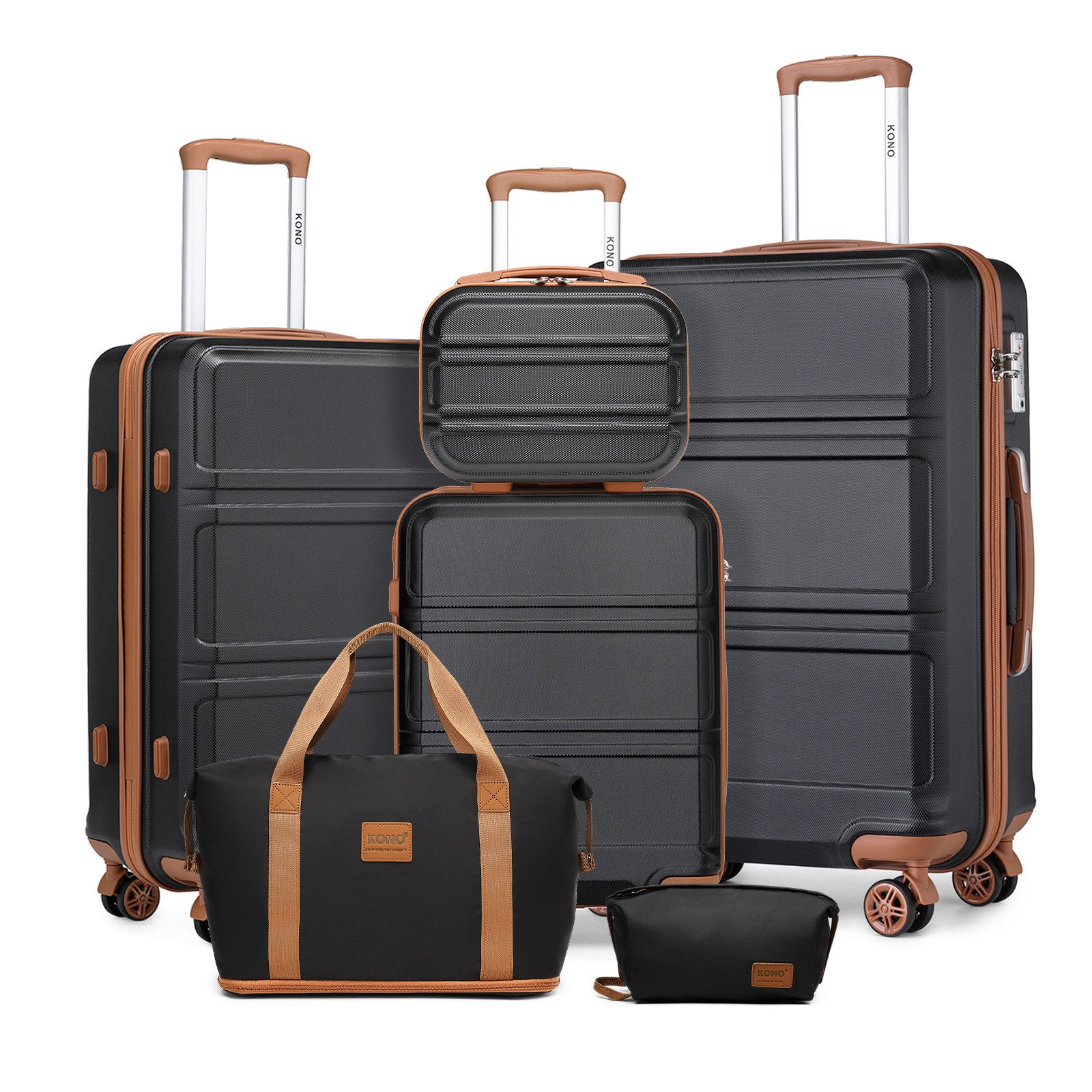 KONO Trolleyset Kombi-Set: Hartschalen-Koffer + Handgepäcktasche, (6 tlg) günstig online kaufen