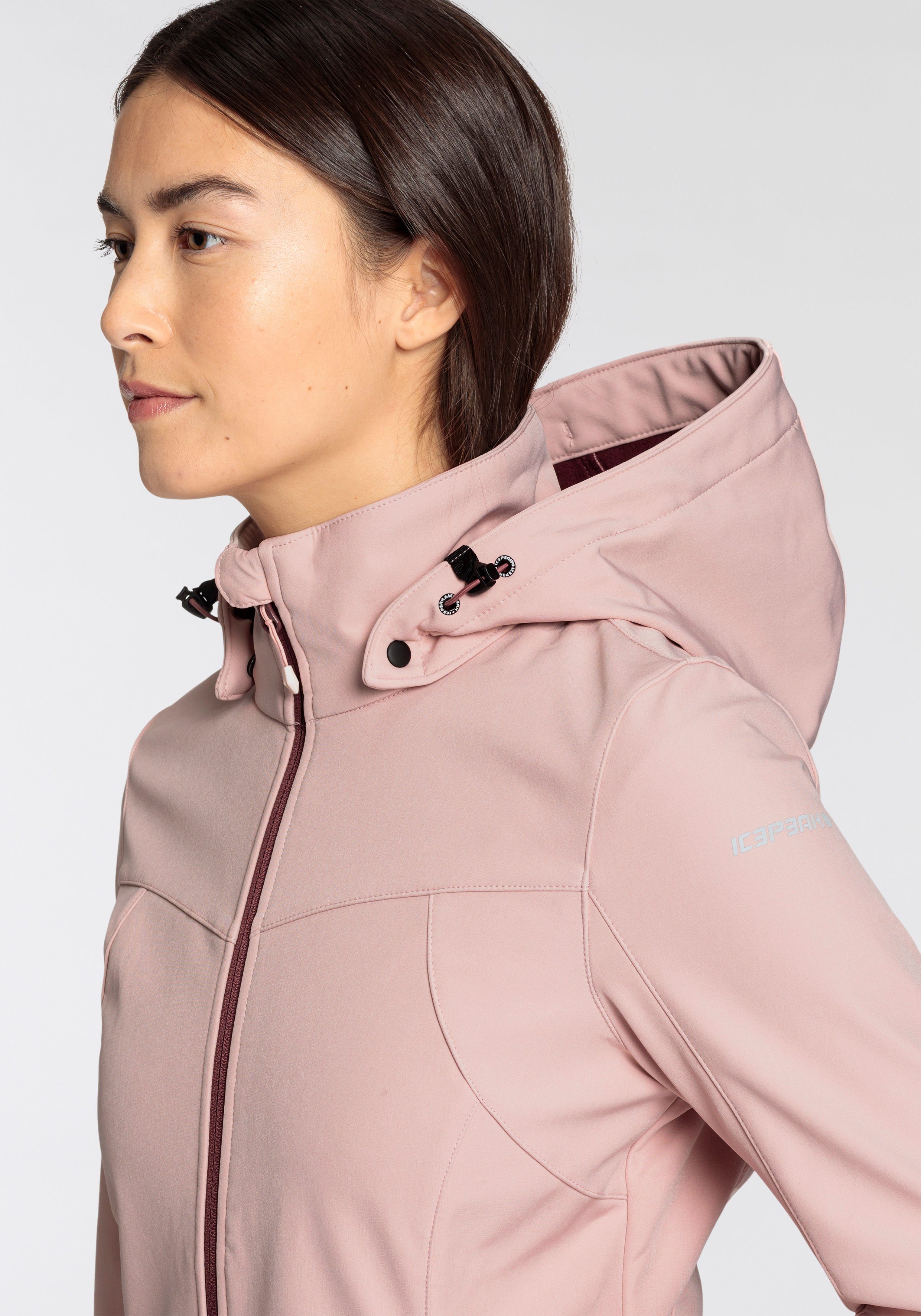 hohem D BRENHAM Softshelljacke Stehkragen Icepeak mit baby pink SOFTSHELLJACKE