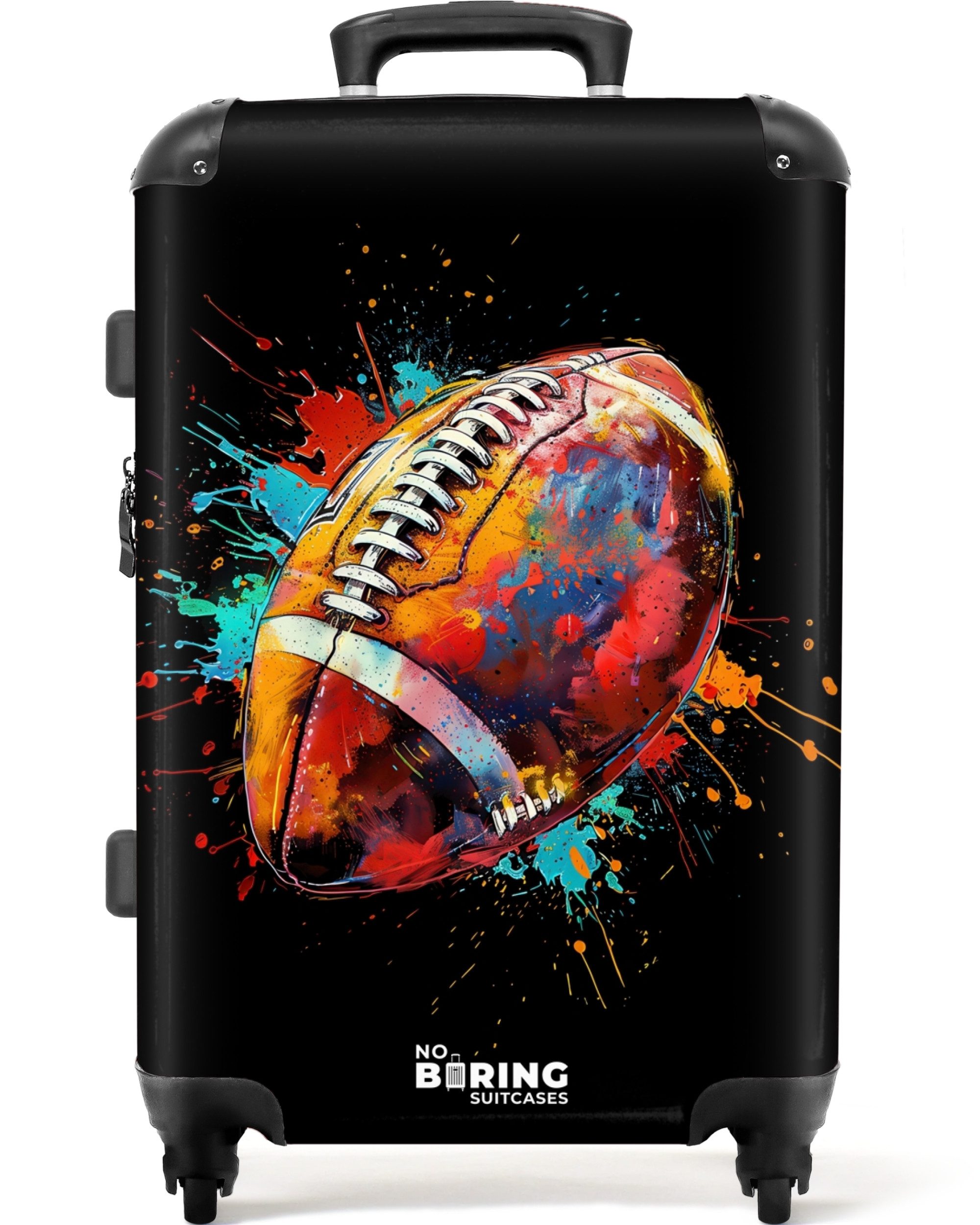 NoBoringSuitcases.com© Hartschalen-Trolley Rugbyball mit buntem Graffiti günstig online kaufen