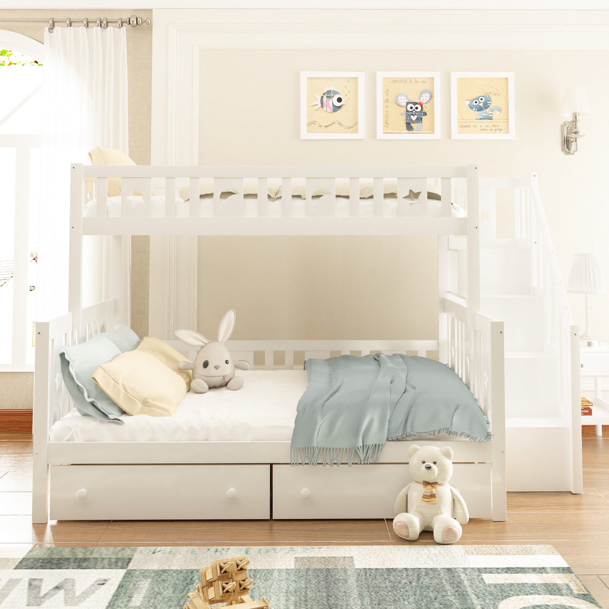 Flieks Etagenbett, Massivholz Kinderbett 90x200/140x200cm mit günstig online kaufen
