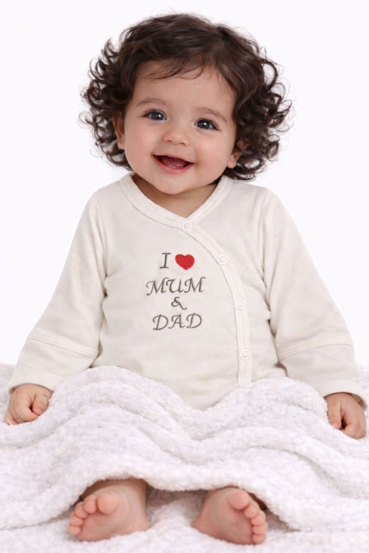 Body Wickelbody mit Kratzschutz Baby Langarmbody in Creme ecry