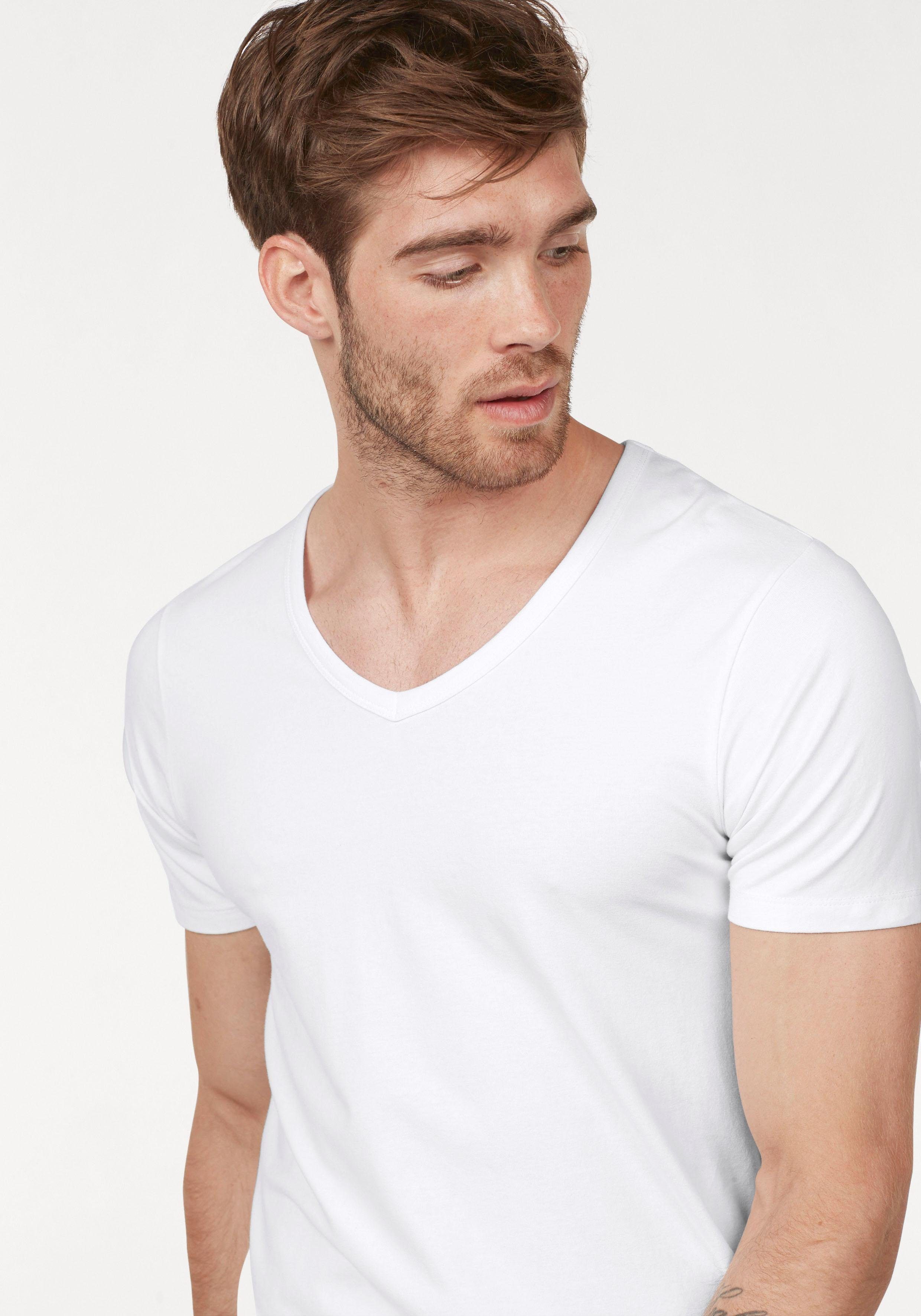 Jack & Jones T-Shirt SLIM- FIT BASIC TEE V-NECK mit V-Ausschnitt