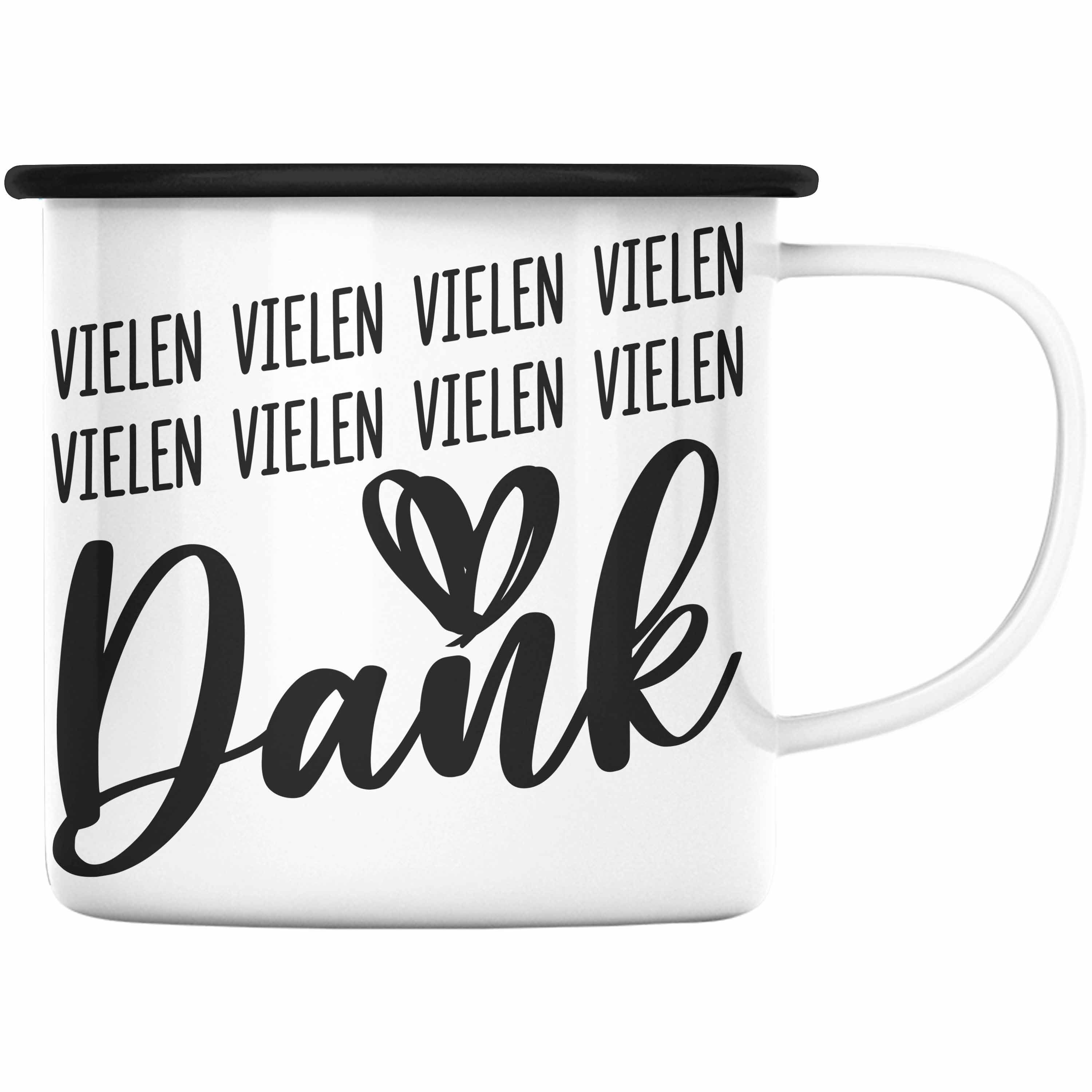 Trendation Thermotasse Trendation - Dankeschön Geschenke Danke Emaille Tasse KaffeeEmaille Tasse Danke Sagen Geschenkidee Dankbar Dankbarkeit Schwarz | Teetassen