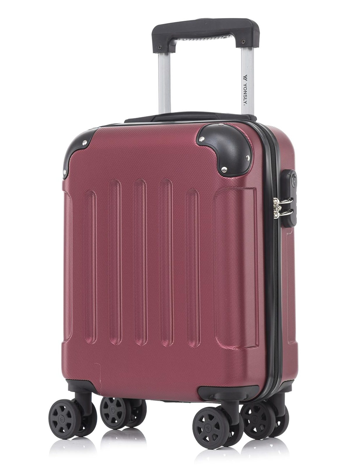 YONSLY Hartschalen-Trolley Hartschalen-Koffer Trolley 360° Rollen, robuster Reisekoffer, 4 Rollen, mit Zahlenschloss, für Business und Urlaub 46/55/66/76 cm