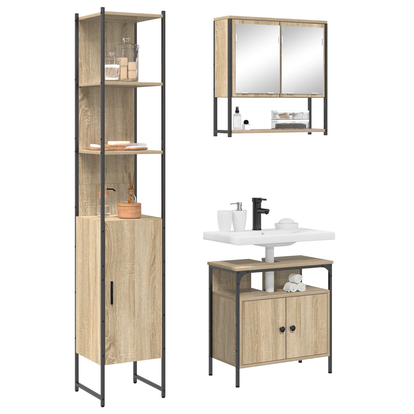 vidaXL Badezimmer-Set Badezimmermöbel Set 3 pcs günstig online kaufen
