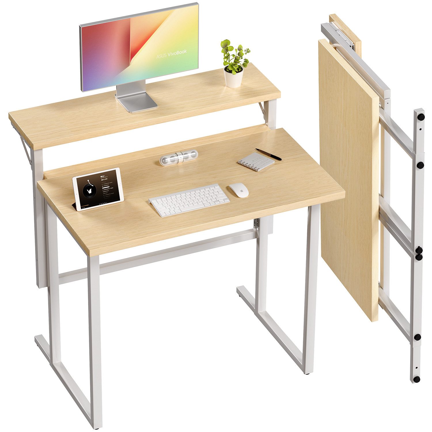 HOMALL Schreibtisch Klappbarer Schreibtisch mit Monitorhalterung Gaming-Sch günstig online kaufen