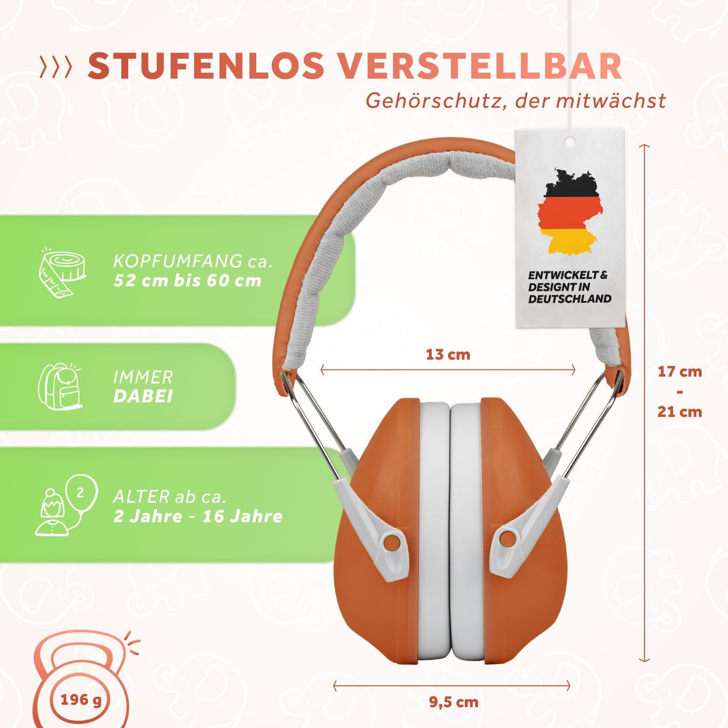 Schallwerk Kapselgehörschutz Gehörschutz für Kinder Kiddies größenverstellbar, (Geräuschdämmende Ohrenschützer), Schule, Lernen, Konzentration, Veranstaltungen