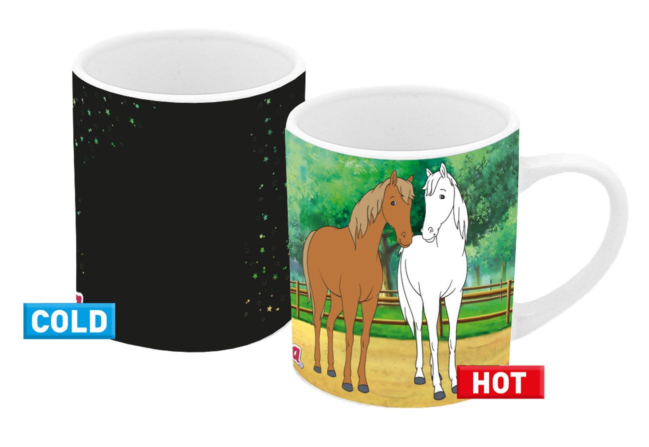 Geda Labels GmbH Tasse Farbwechsel Bibi und Tina hex hex, 1-tlg., Keramik, Schwarz, 250ml, mit Thermoeffekt