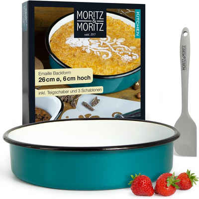 Moritz & Moritz Backform »Kuchenform 26cm Rund Emaille«, (Set), für Kuchen, Toastbrot oder Brot
