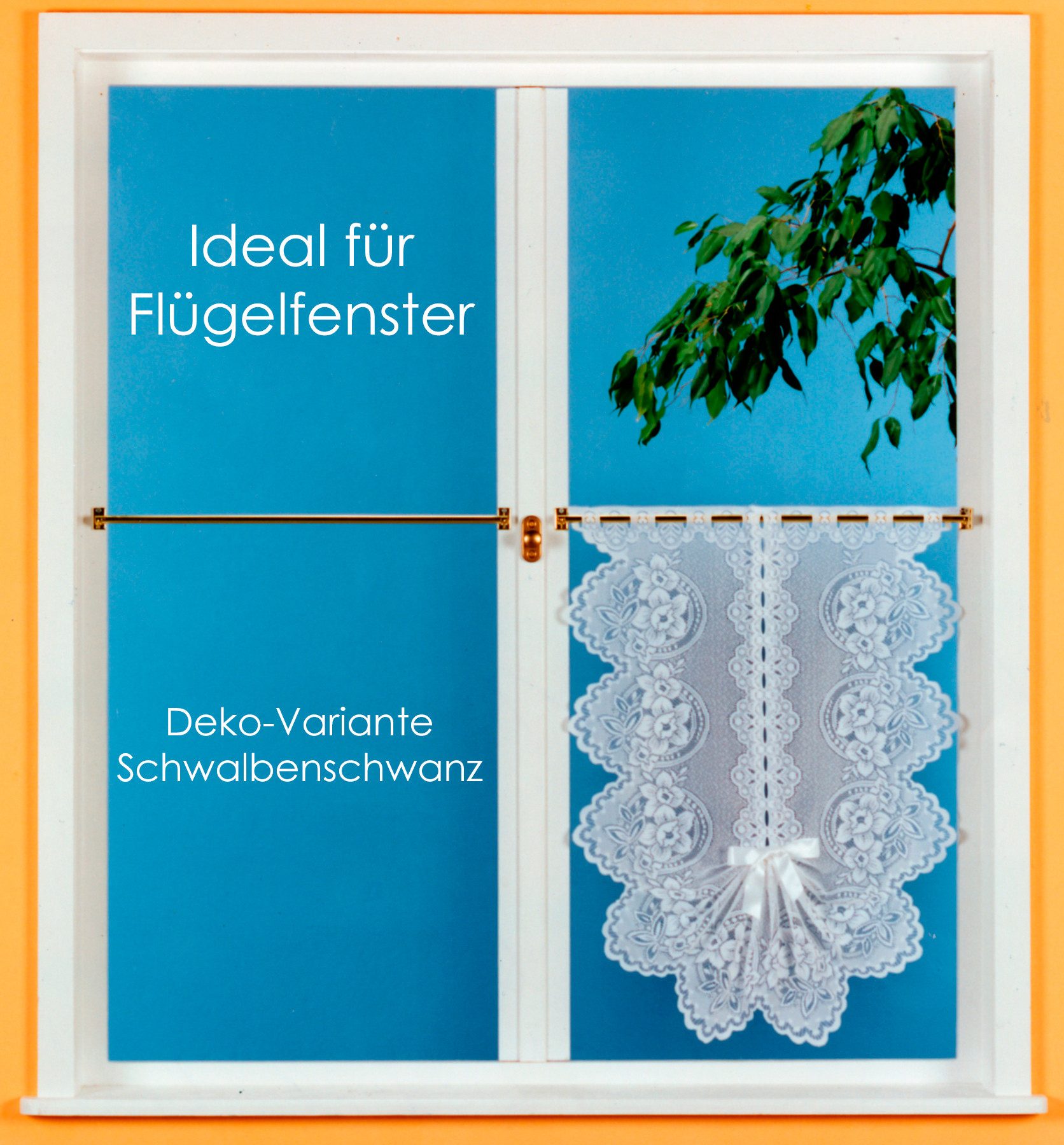 heimtexland Scheibengardine Blumen Gardine gebogt I vielseitige Deko-Varianten (1 St), Stangendurchzug, halbtransparent, Jacquard, Bistrogardine I Muschelbogen I Schwalbenschwanz I weiß