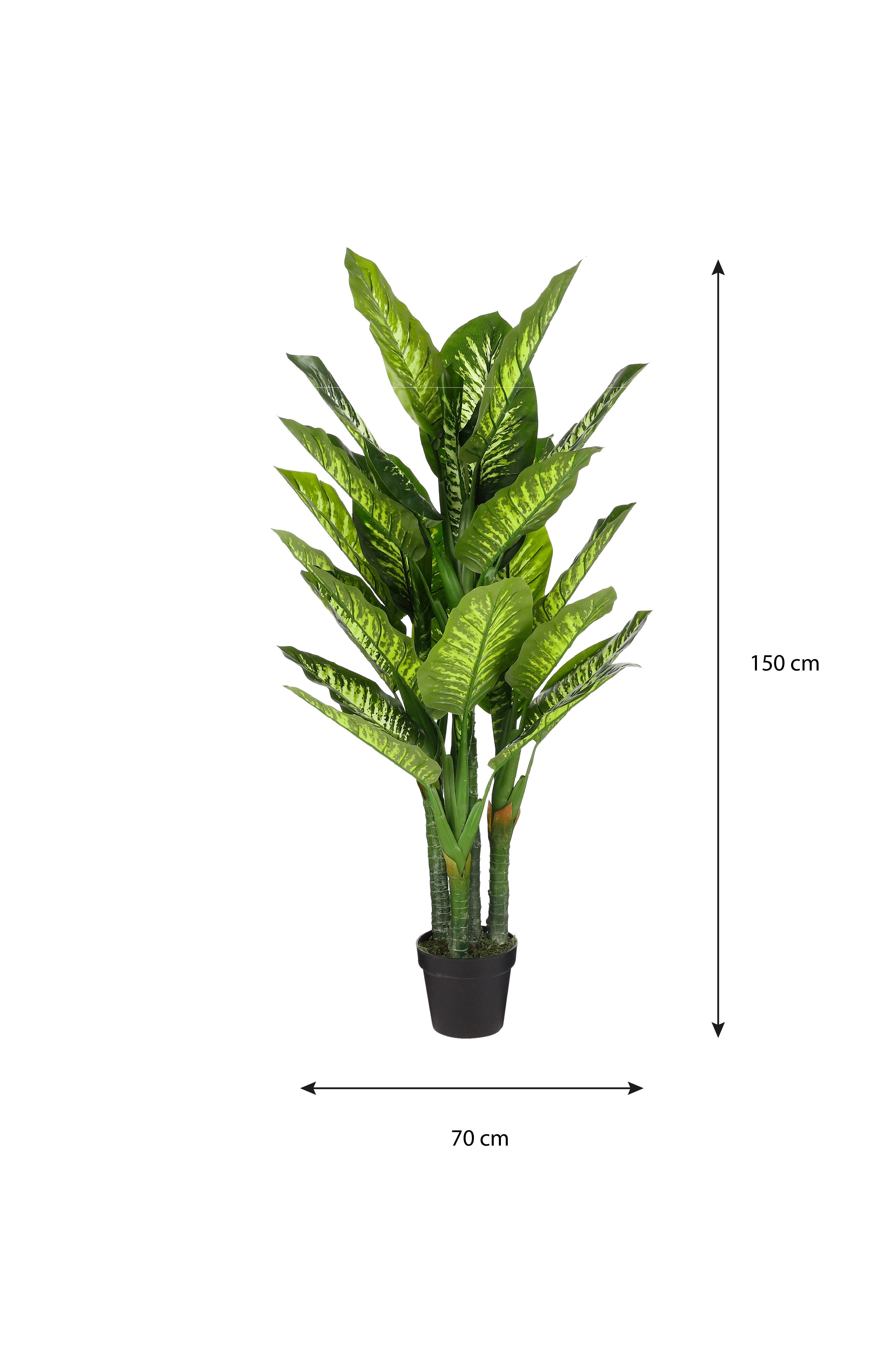 Kunstpflanze Mica Decorations Dieffenbachia in Topf gruen - h150xd70cm, Mica Decorations, Höhe 150 cm
