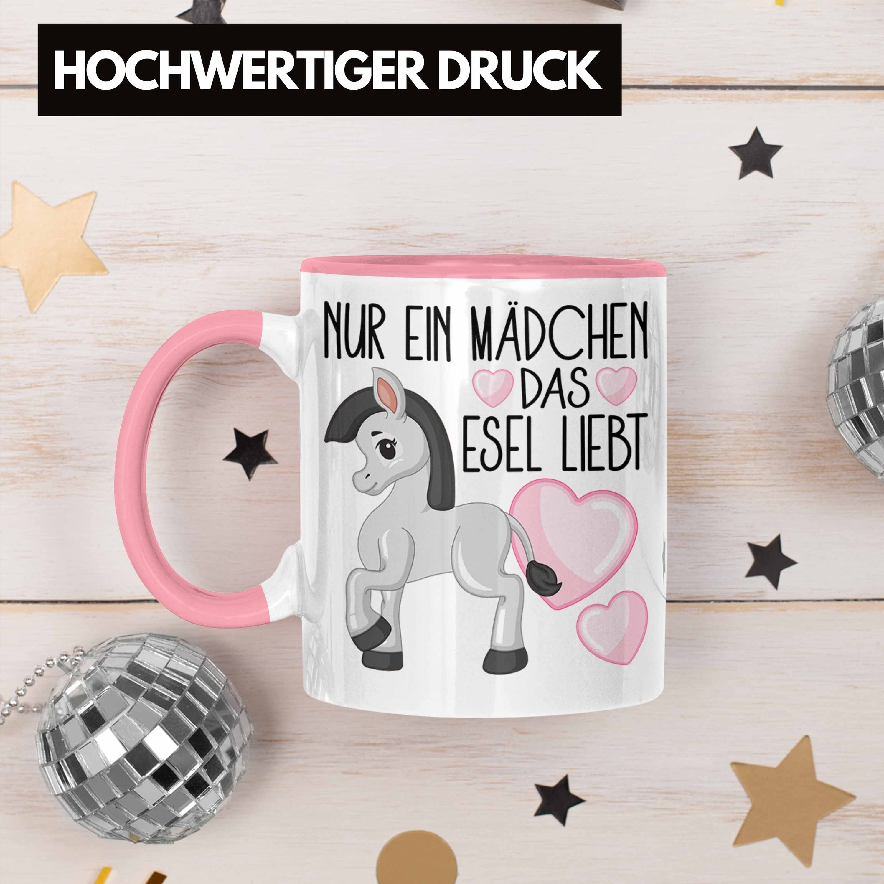 Tasse Nur Trendation Mädchen GEschenk Liebhaber Ein Rosa Esel Tasse Esel Liebt Das