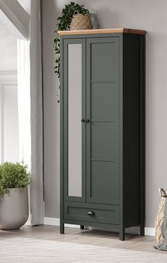 trendteam Garderobenschrank Stanton (Garderobe in Landhaus grüß, 77 x 198 cm) mit Spiegeltür