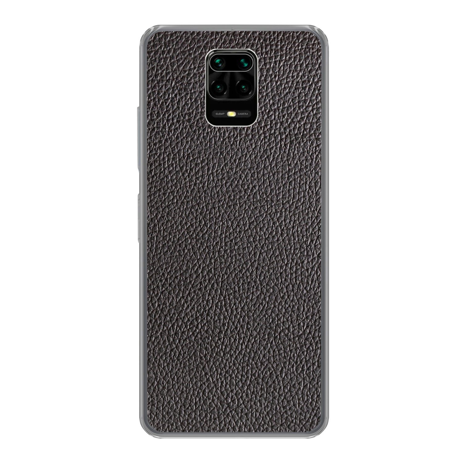 MuchoWow Handyhülle für Xiaomi Redmi Note 9 Pro Leder - Lederoptik - Schwarz - Hell, Phone Case, Silikon, Schutzhülle Dünn
