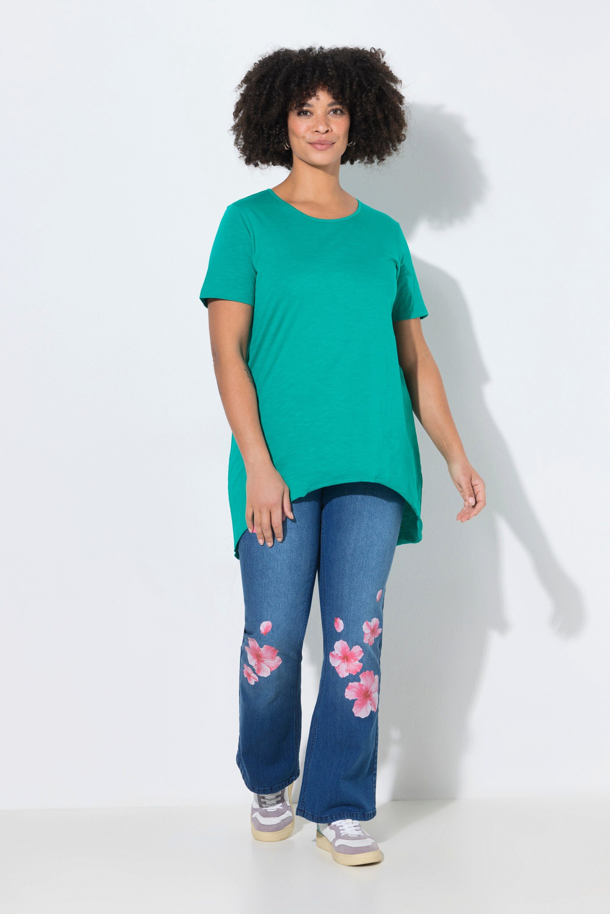 Angel of Style T-Shirt Longshirt Rundhals Halbarm gerundeter Saum günstig online kaufen