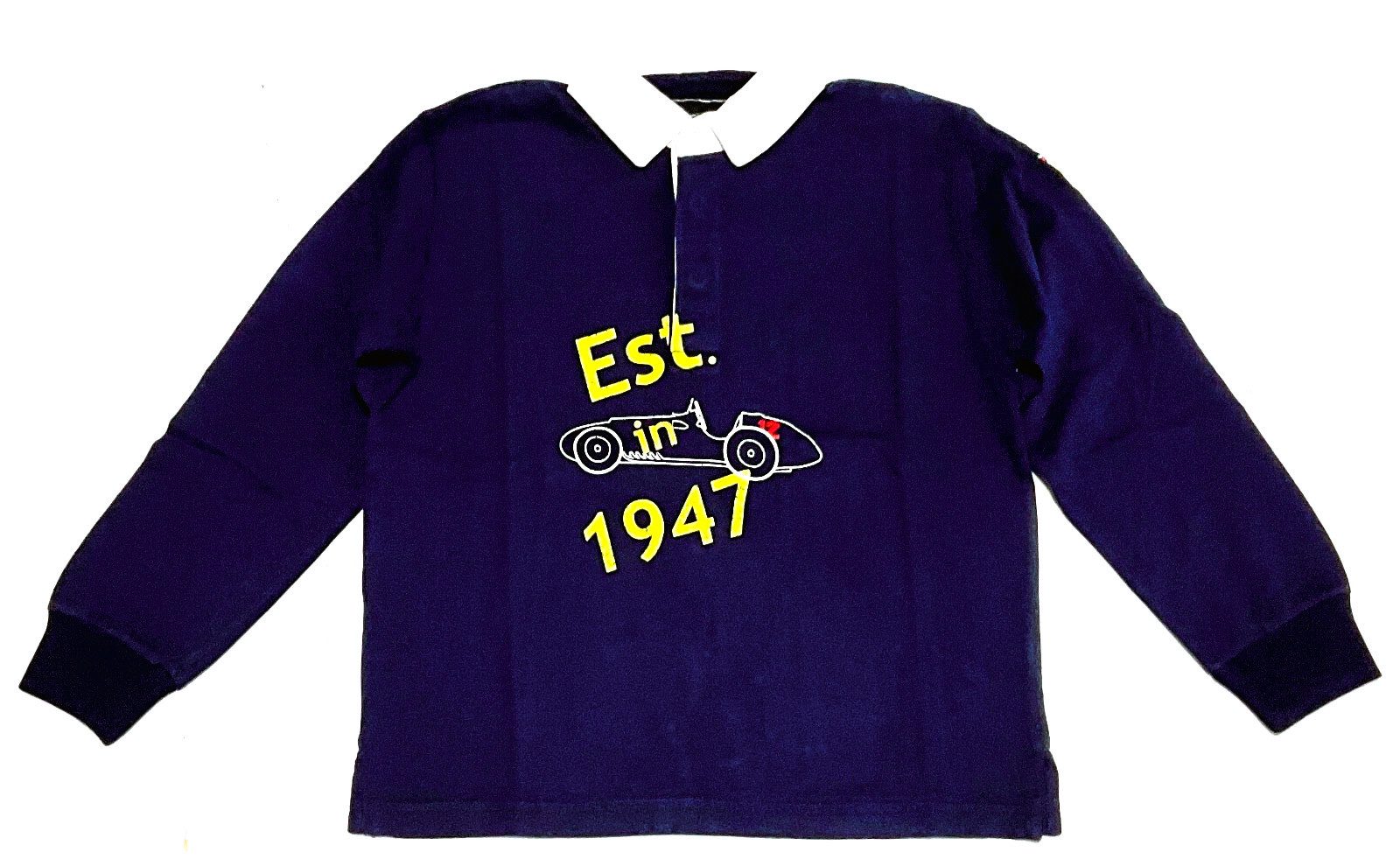 Ferrari Langarm-Poloshirt Ferrari Kinder Poloshirt, SCUDERIA FERRARI BOY L/S POLO EST. 1947 aus Baumwolle, Schlitz, Autos, Designer, Italienisch, Logo, Modern