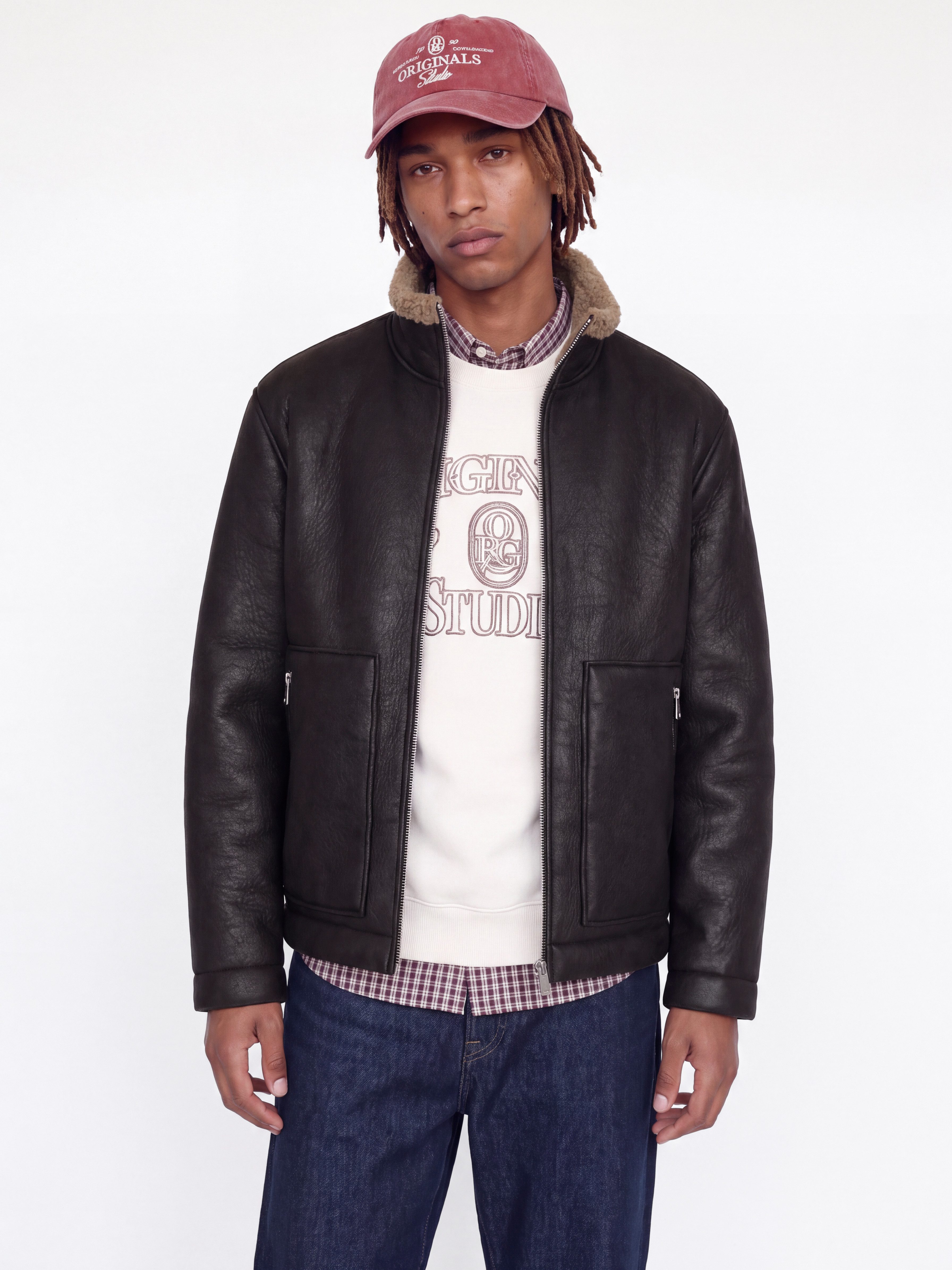 Jack & Jones Pilotenjacke JORSALAMANCO FLIGHT JACKET SN Polyester, Innenkragen mit Teddy Material