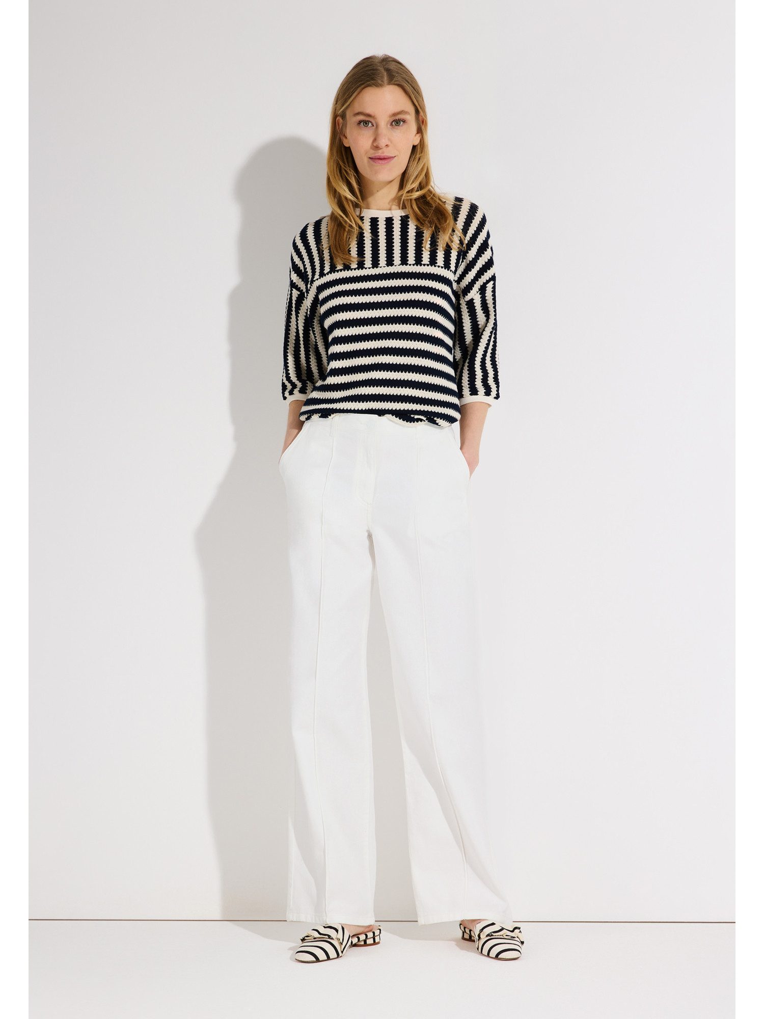 MORE&MORE T-Shirt gestreiftes 3/4 Arm-Baumwollshirt günstig online kaufen