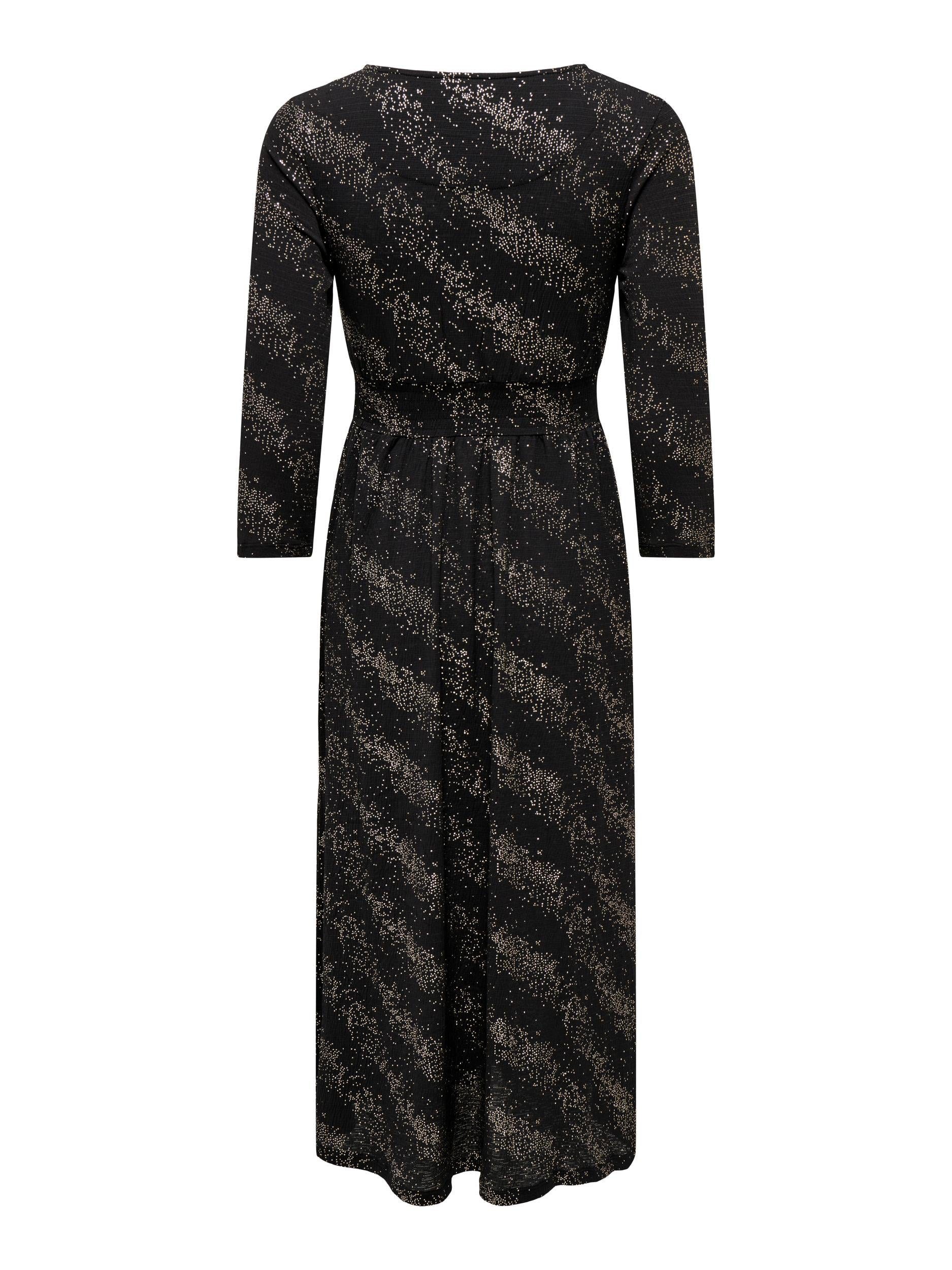 (1-tlg) Black Pella ONLY gold dots Drizzling Maxikleid