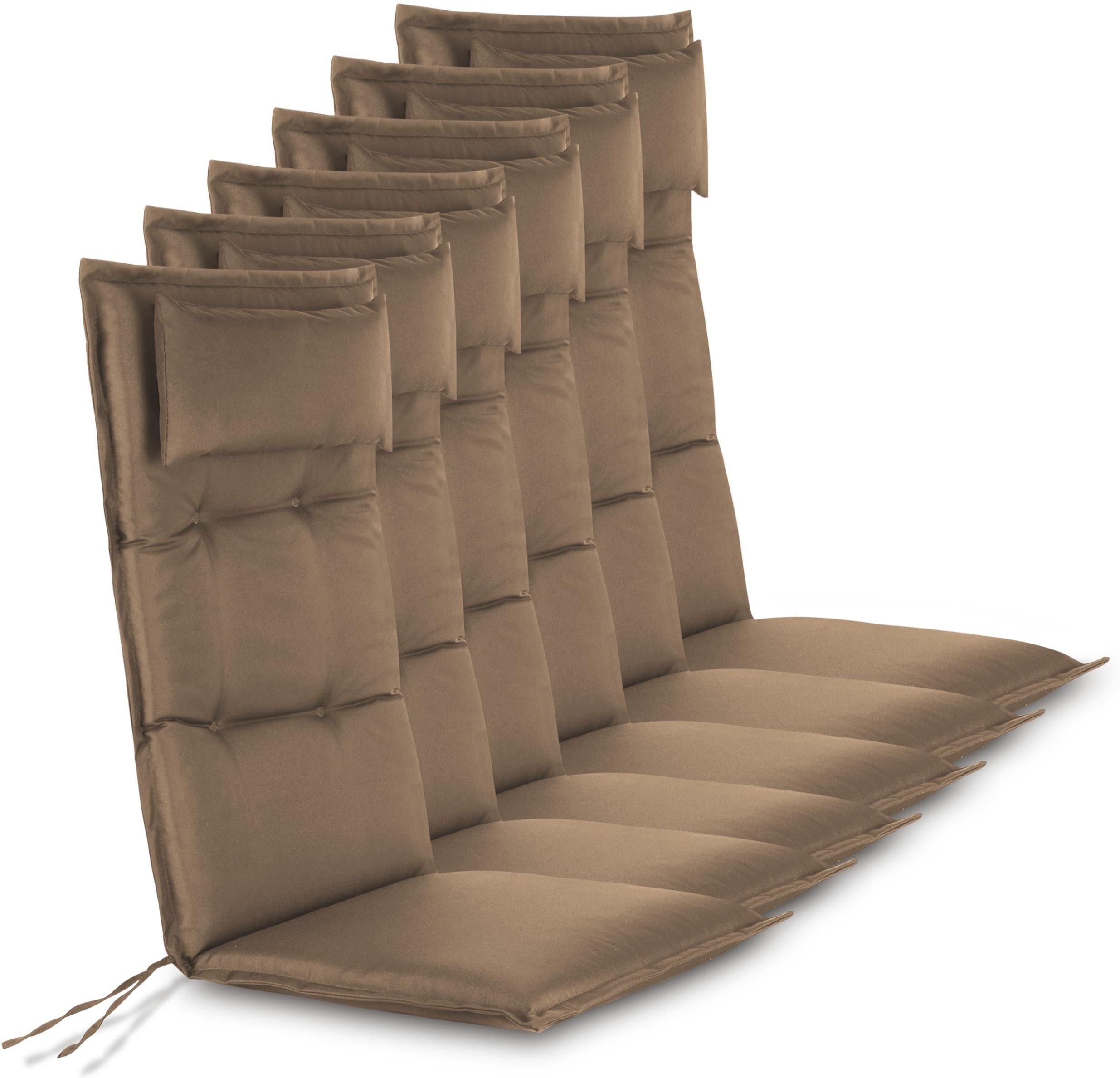 Aspero Hochlehnerauflage 6 Premium Hochlehner Stuhlauflagen, (Set), Wasserdicht