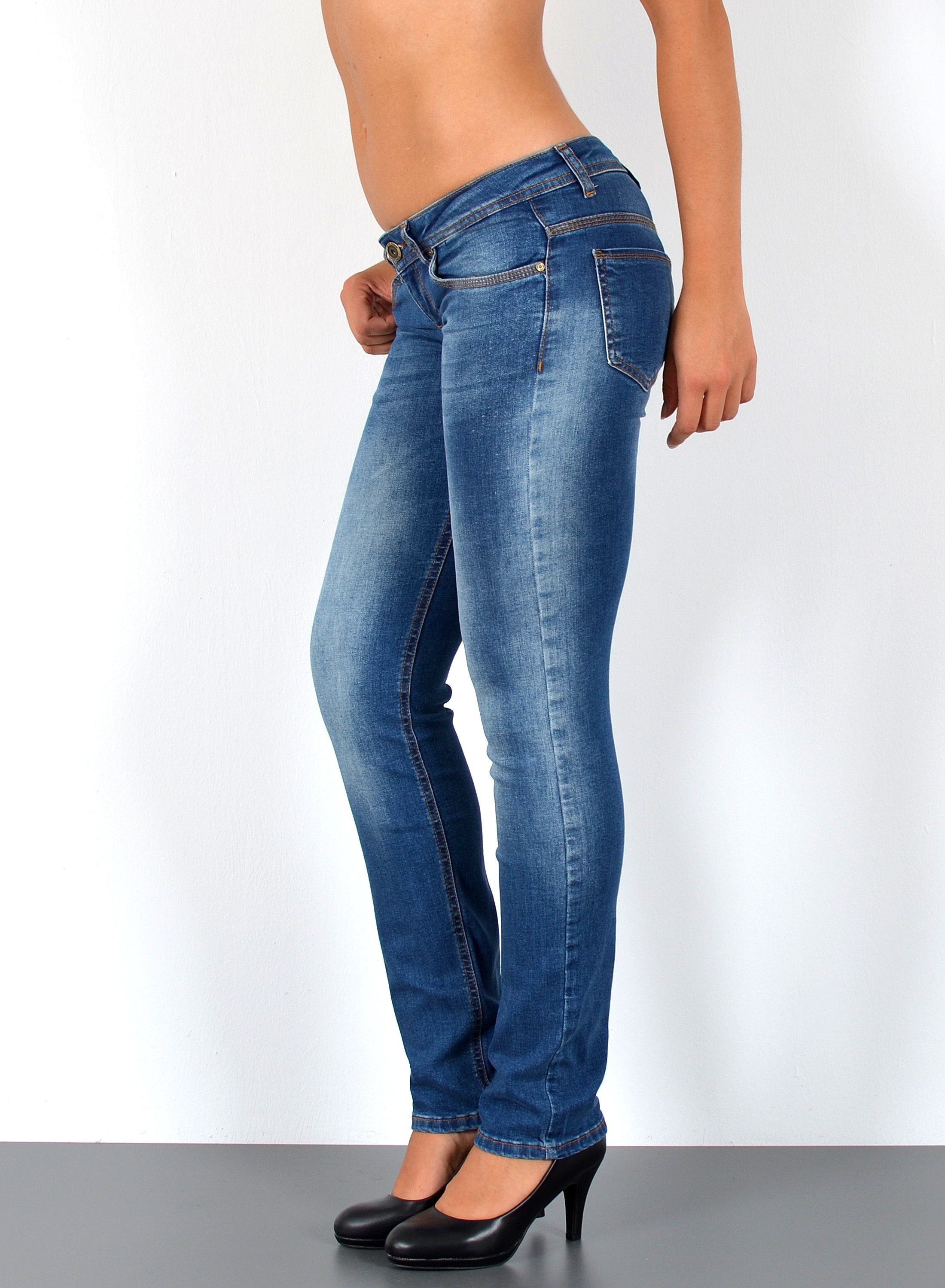 ESRA Straight-Jeans Low Waist Damen Jeans Straight Fit niedrige Leibhöhe Stretch-Jeans G9 Jeans Damen Straight Fit Gerade Schnitt Jeans Tief-Bund Hüftjeans – Bild 2 von 5