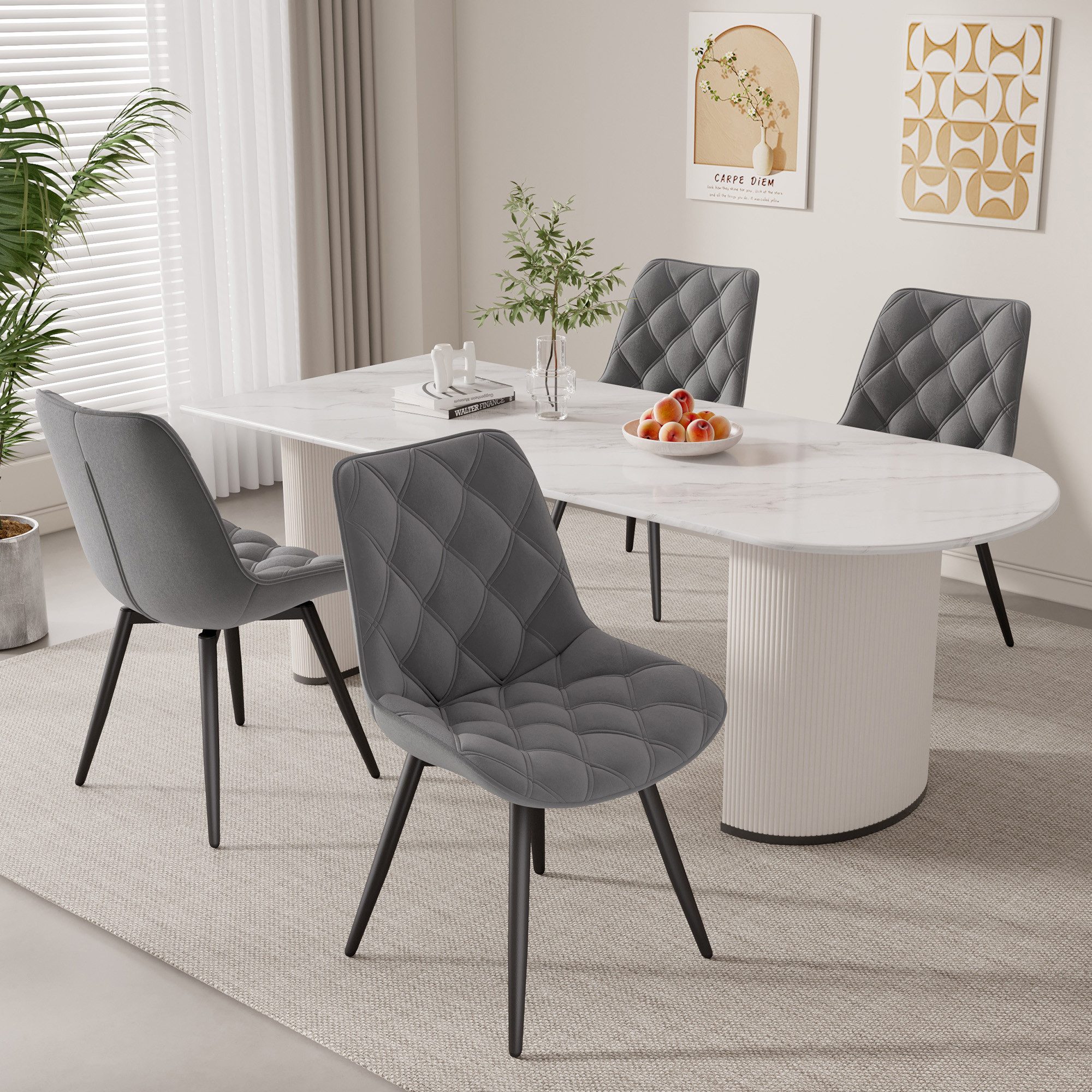 HawthyHome Esszimmerstuhl 2er-Set 360° Drehbar – Moderner Polsterstuhl für Wohnzimmer, Küche (4 St), 360° Drehbar