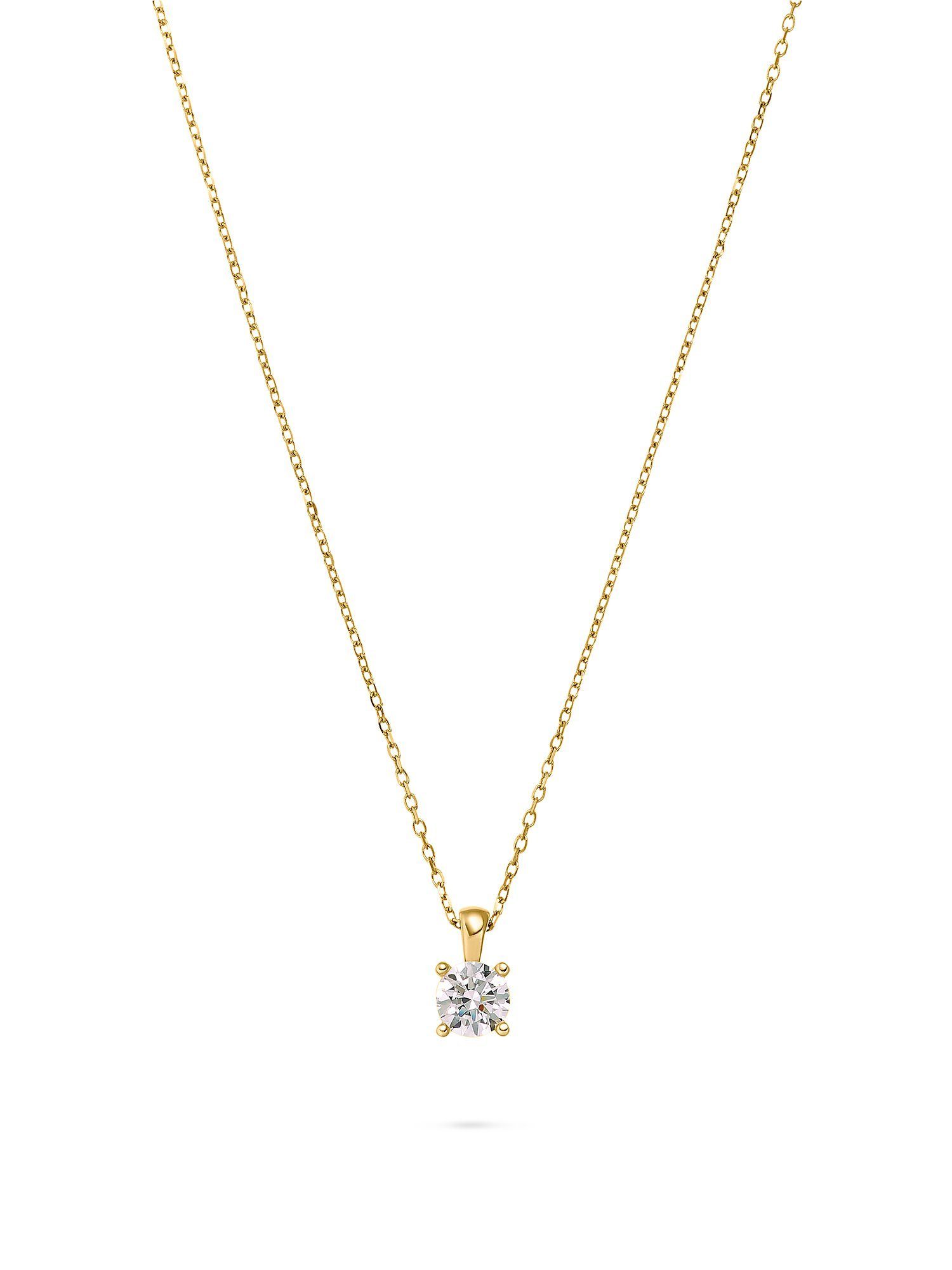 FAVS Collier FAVS Damen-Kette 375er Gelbgold 1 Zirkonia