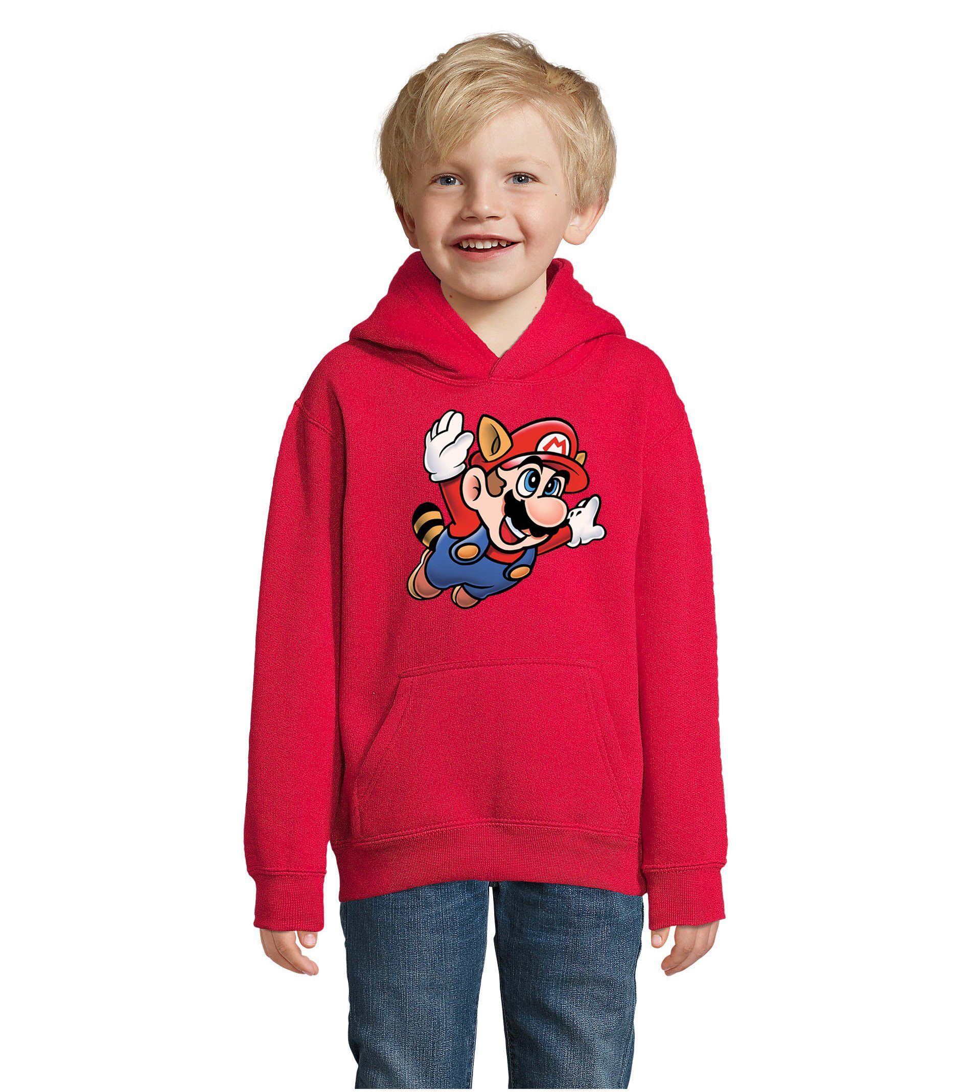 Blondie & Kinder mit & Super Jungen Mario 3 Fligh Rot Brownie Mädchen Kapuze Nintendo Hoodie