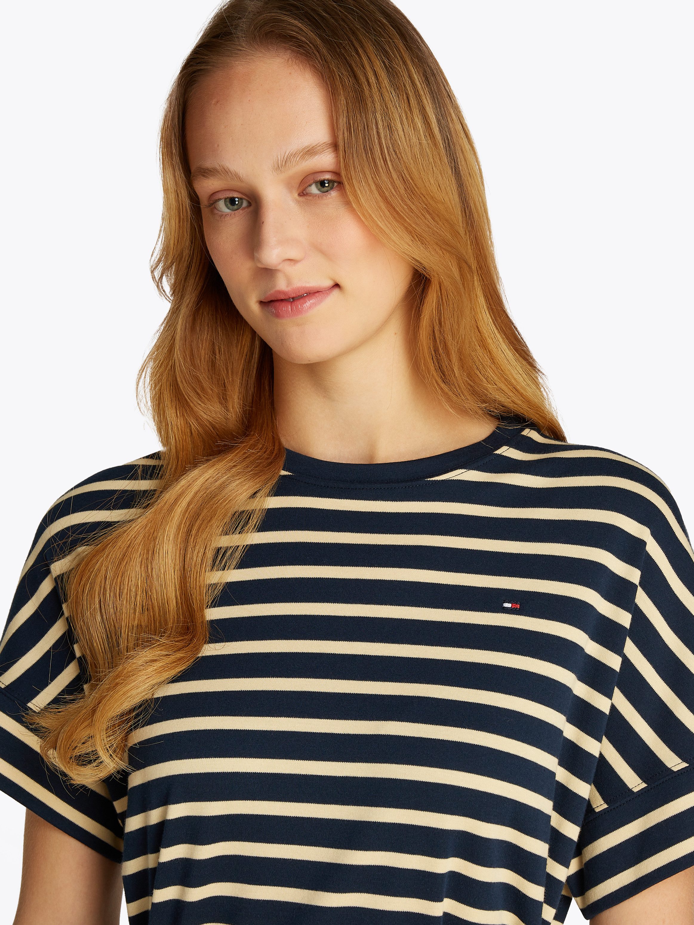 Tommy Hilfiger A-Linien-Kleid COTTON INTERLOCK SHORT DRESS mit Bindeband günstig online kaufen