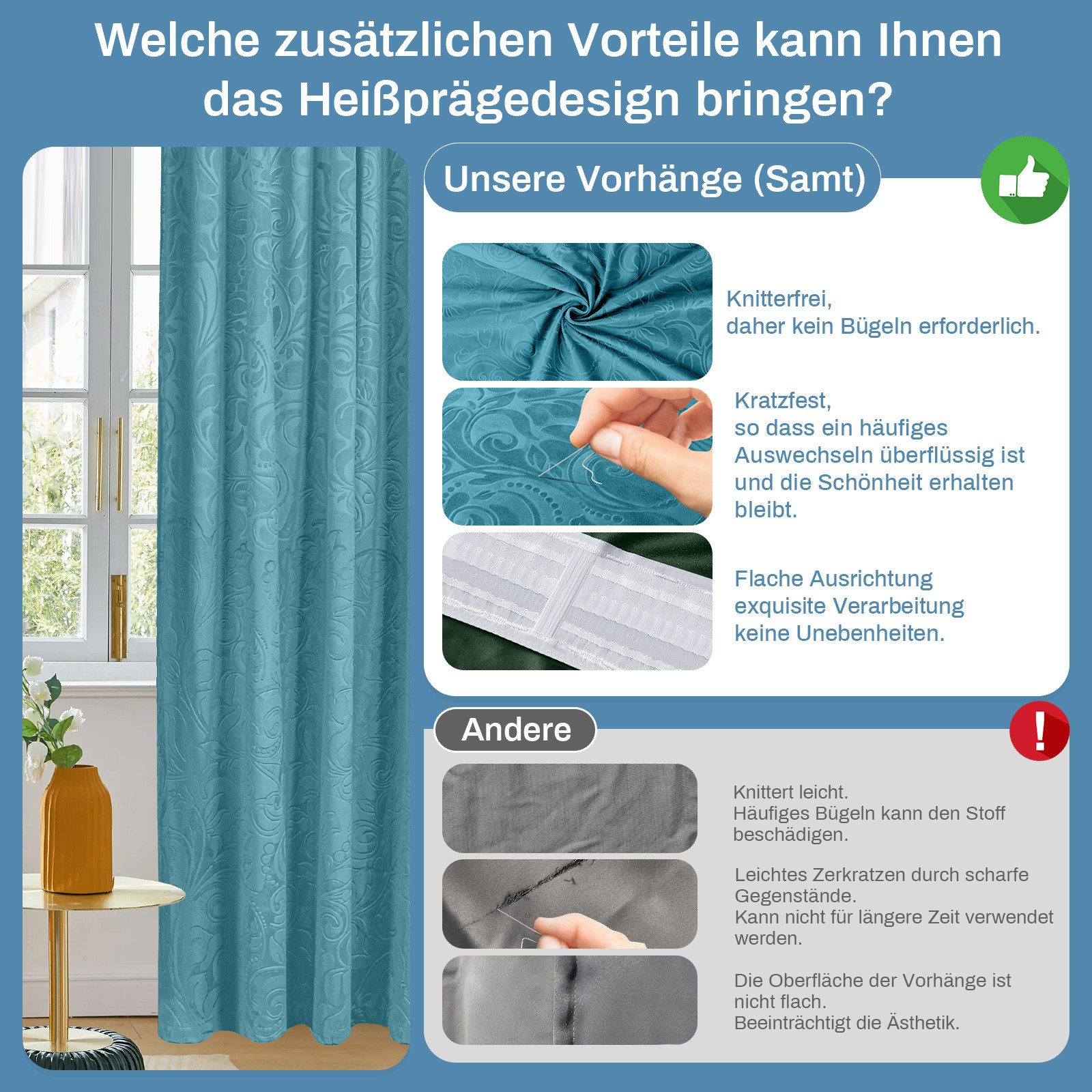 Qelus Gardine Samt Gardinen 2er Set günstig online kaufen