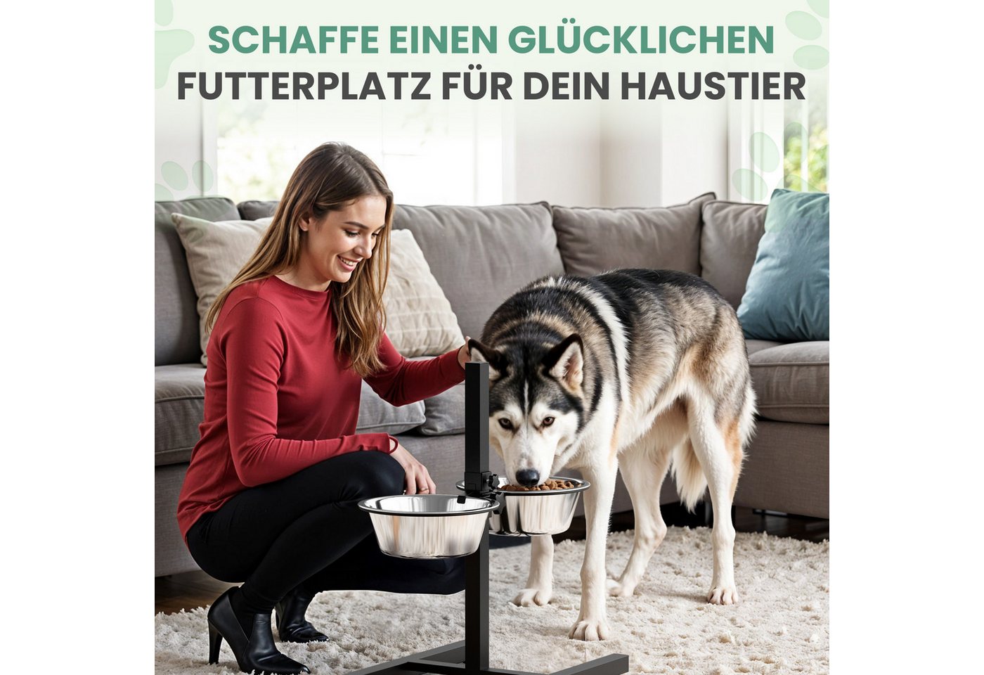 Thumbnail - Oramics Futternapf Edelstahl Doppel Futternapf Napfständer Futterbar Fressnapf Hundenapf, Edelstahl-näpfen als Futternap...
