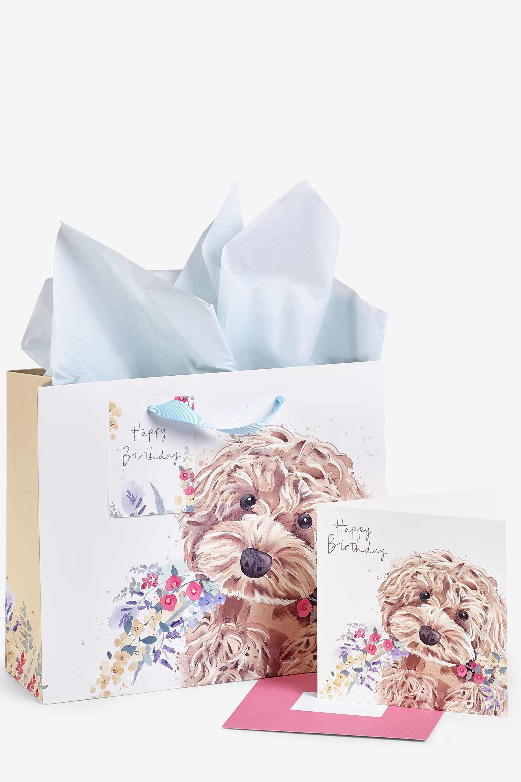 Next Geschenkpapier Geschenktasche und Karte im Set Cockapoo, (1St)