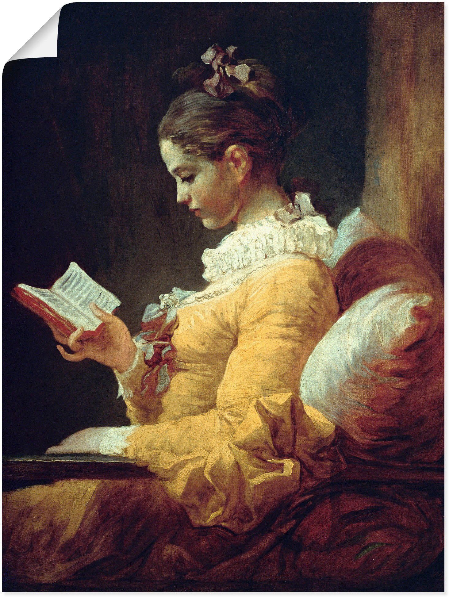 Artland Wandbild Lesendes Mädchen. Um 1776, Frau (1 St), als Leinwandbild, Плакат in verschied. Größen