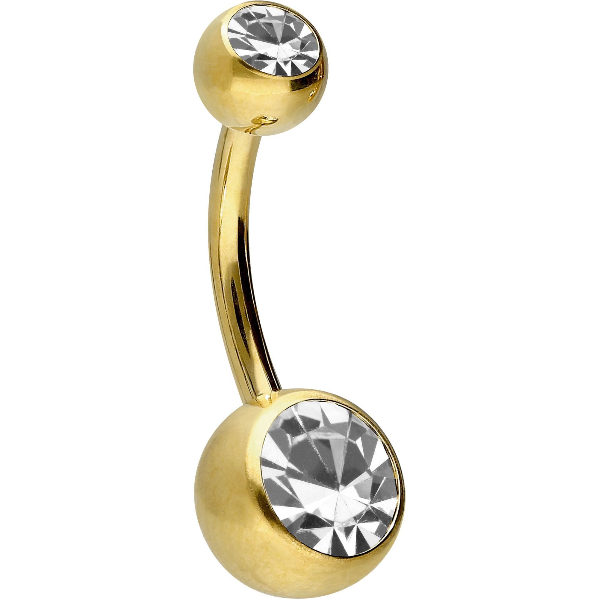Bauchnabelpiercing Titan Bananabell mit Innengewinde ZWEI KRISTALLE