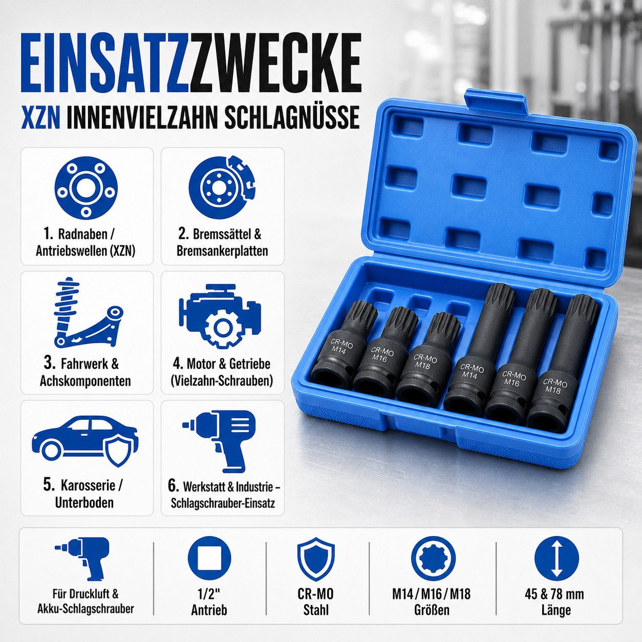 Bituxx Stecknuss Set 6tlg. Vielzahn, Set, 6-St., MS-15767 – Bild 4 von 5