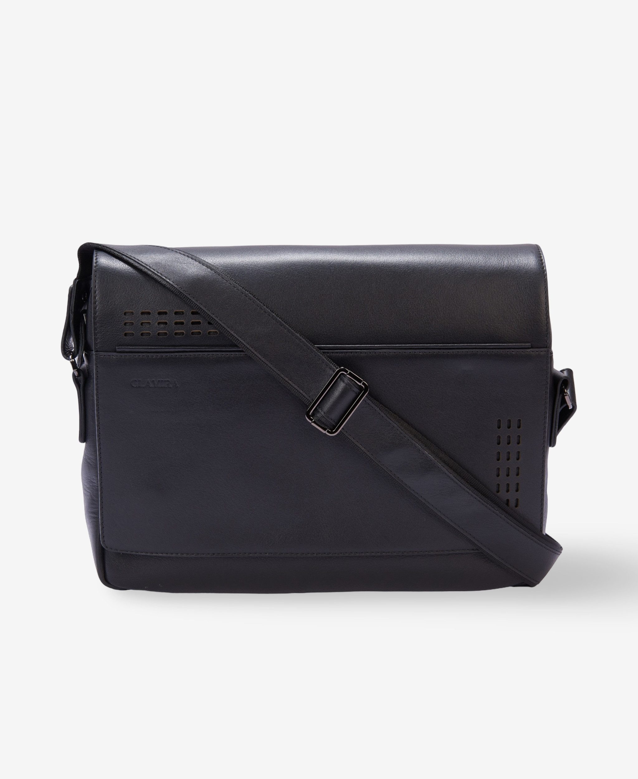 GLAMIRA Handtasche Urban Professional Schwarze Herren-Leder-Kuriertasche (1-tlg), echt Leder, mit geräumigem Hauptfach