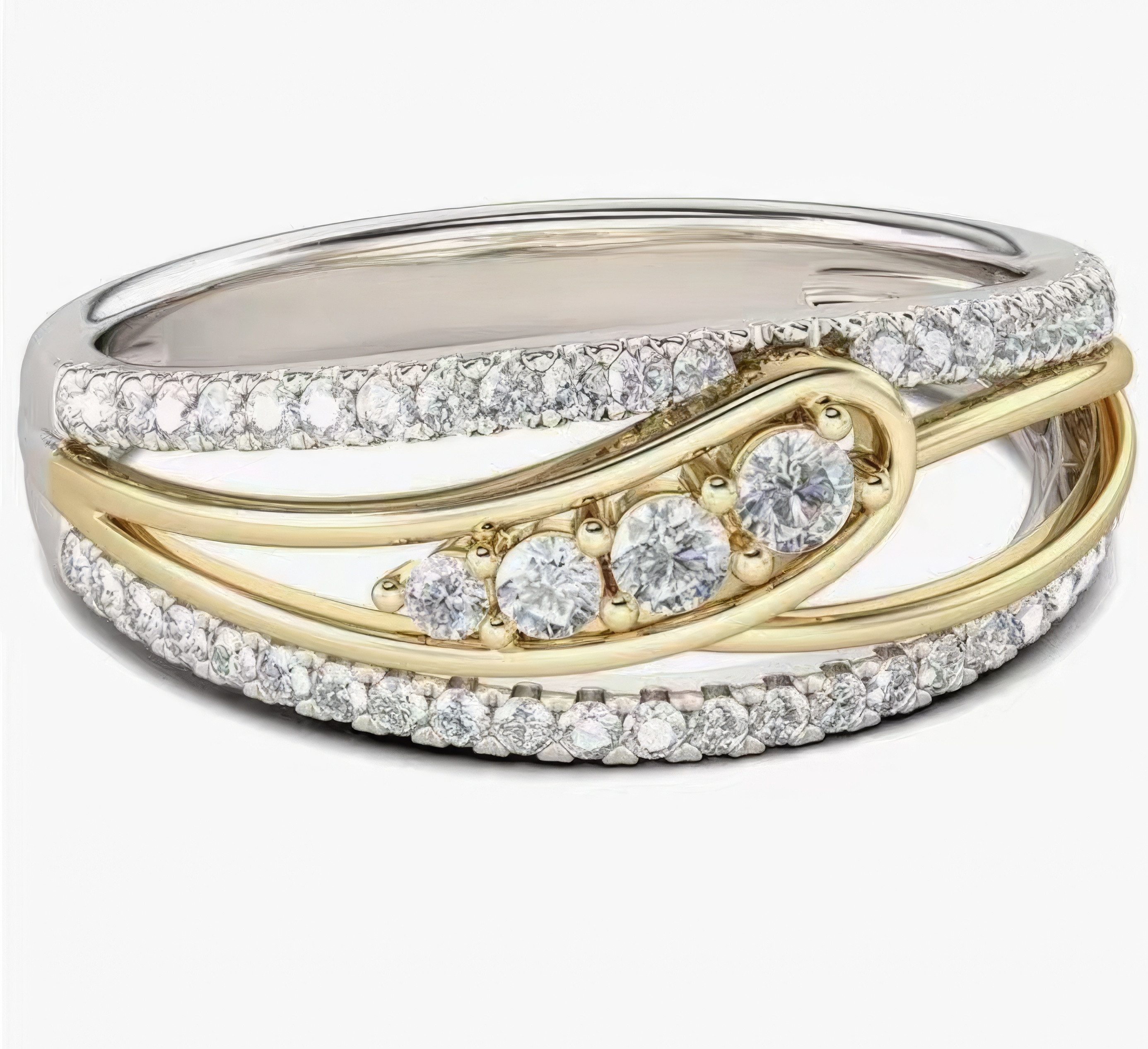Jumpeak Diamantring Zweifarbiger Diamantring, ring gold damen 585 echtgold, labordiamant, valentinstag geschenk für sie, geschenk zur erstkommunion
