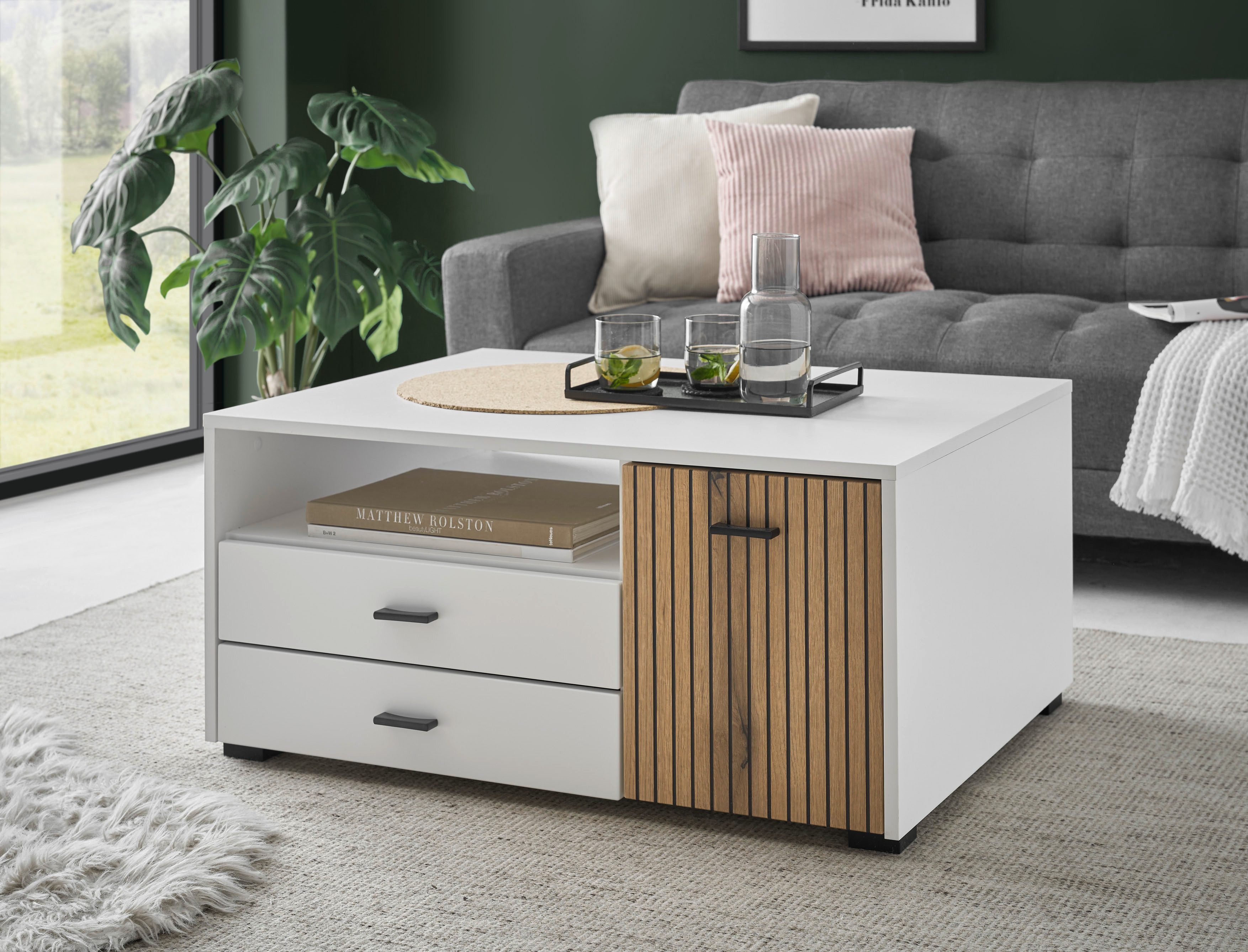 INOSIGN Couchtisch Hudson, in moderner Trendfarbe, Griffe aus Metall (Schwa günstig online kaufen