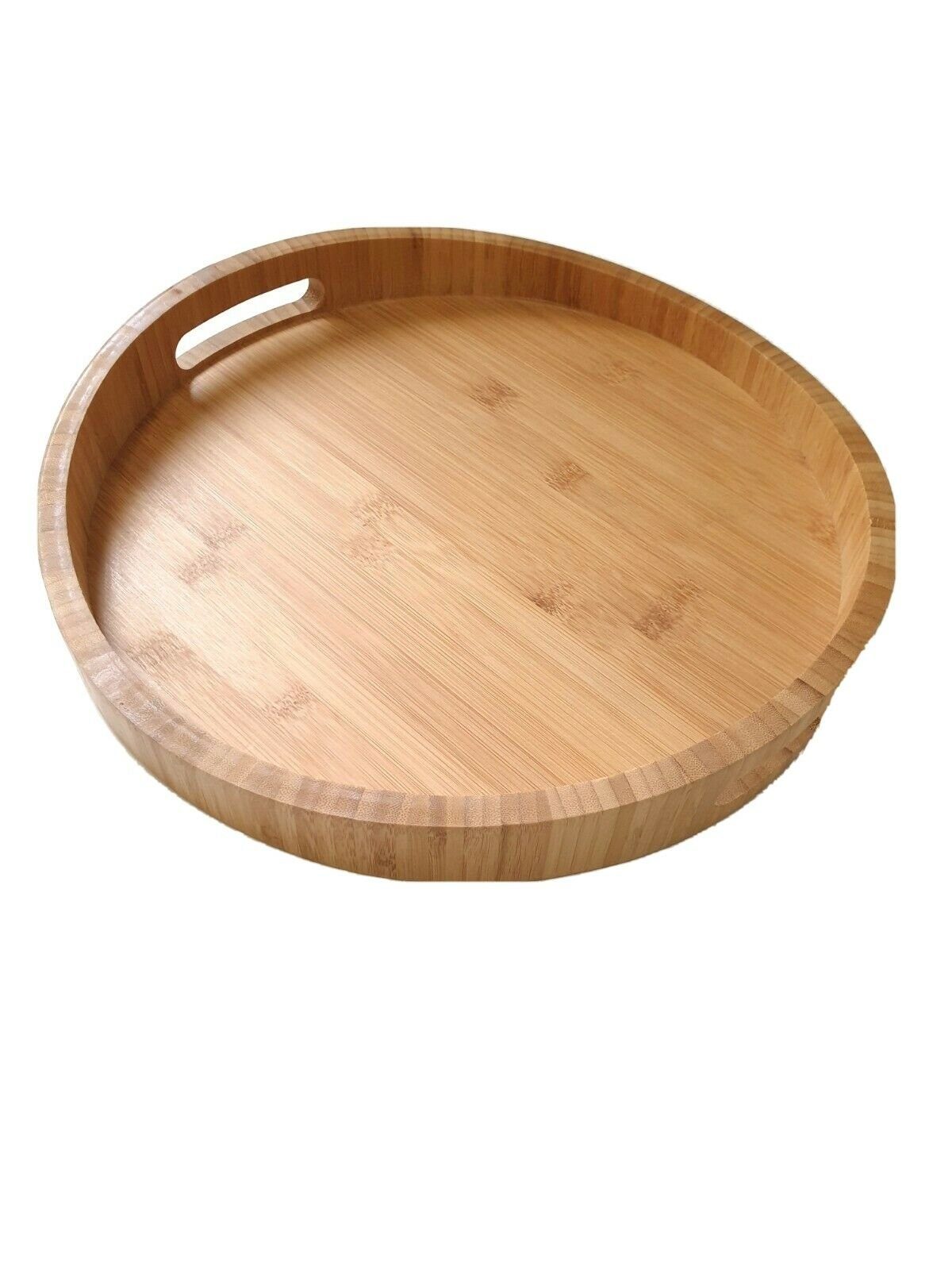 sesua Dekotablett Tablett aus Bambusholz Bambustablett Holztablett Durchmesser 35 cm