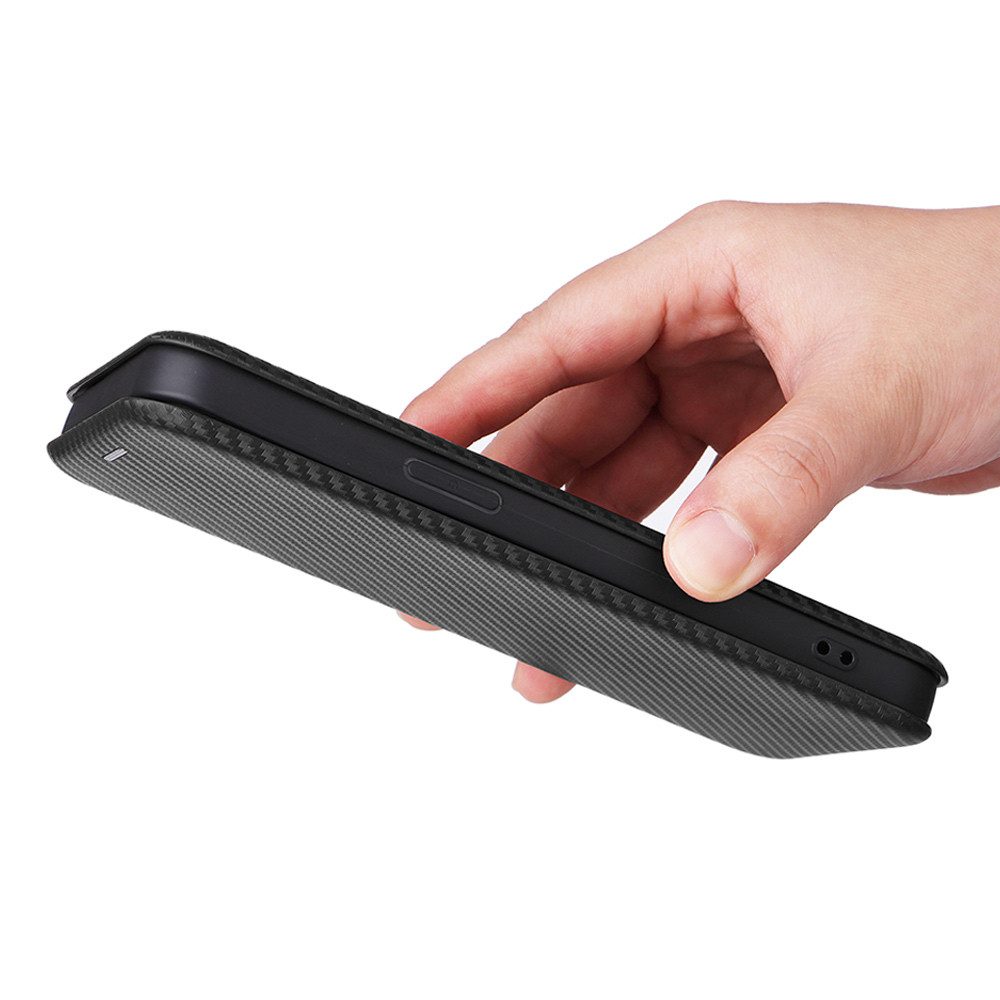 FITSU Handyhülle Handyhülle für Samsung Galaxy S24 Plus Case im Carbon Design Schwarz 6,7 Zoll, Handytasche mit Carbon Optik, stabile Schutzhülle mit Magnetvers – Bild 4 von 4