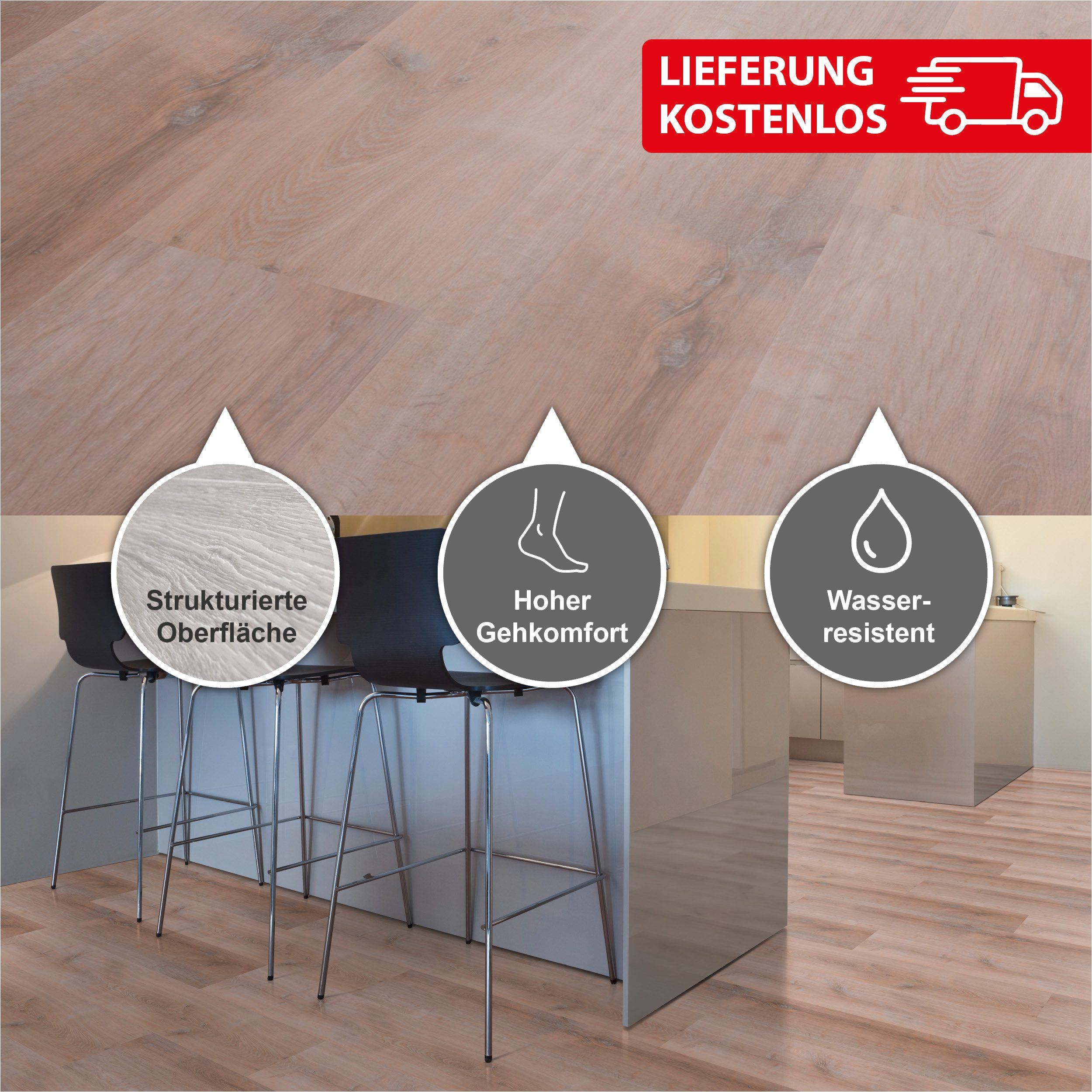 STARCLIC Designboden 1210x220x5 mm Premium Klick-Vinylboden Eiche extra breit, Packung mit 1,86 qm, Versandkostenfreie Lieferung, Wasserfest, mit Klicksystem, starke Nutzschicht
