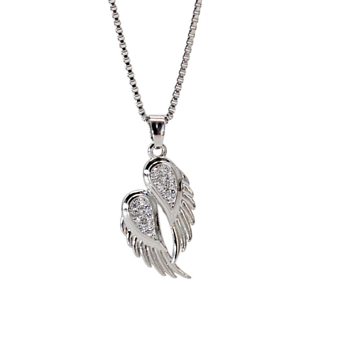 Kette mit Anhänger Halskette mit Engelsflügel Anhänger Kette Zirkonia Venezianerkette