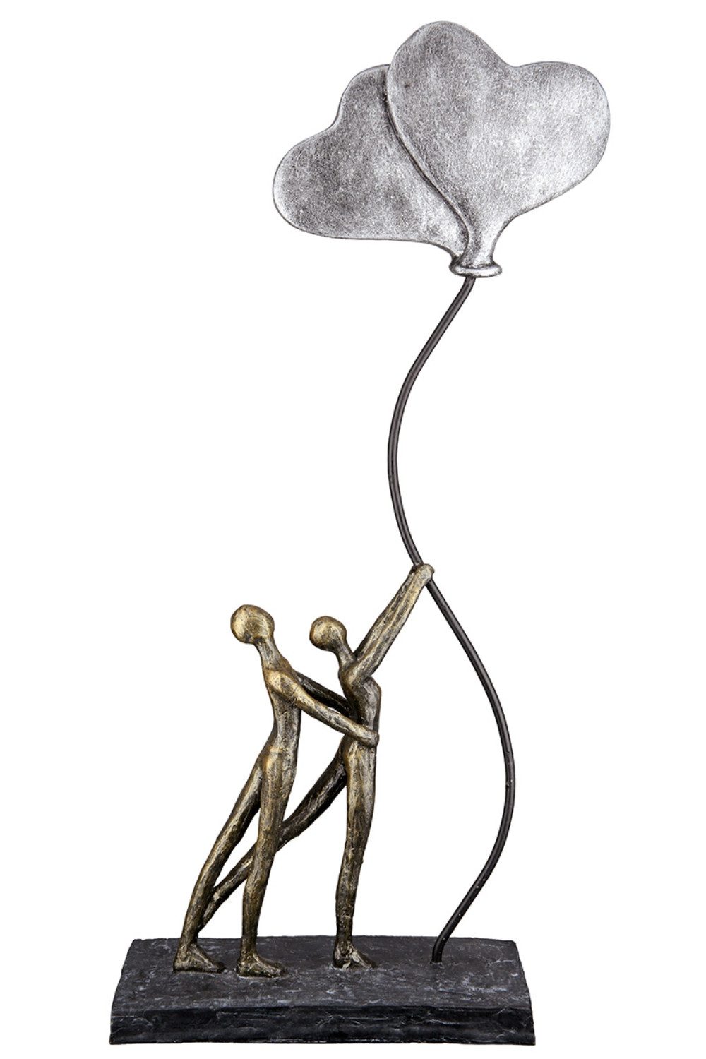 Brillibrum Dekofigur Herz Figur Kunststein Dekofigur Liebe Herzballon Bronze Herzluftballon