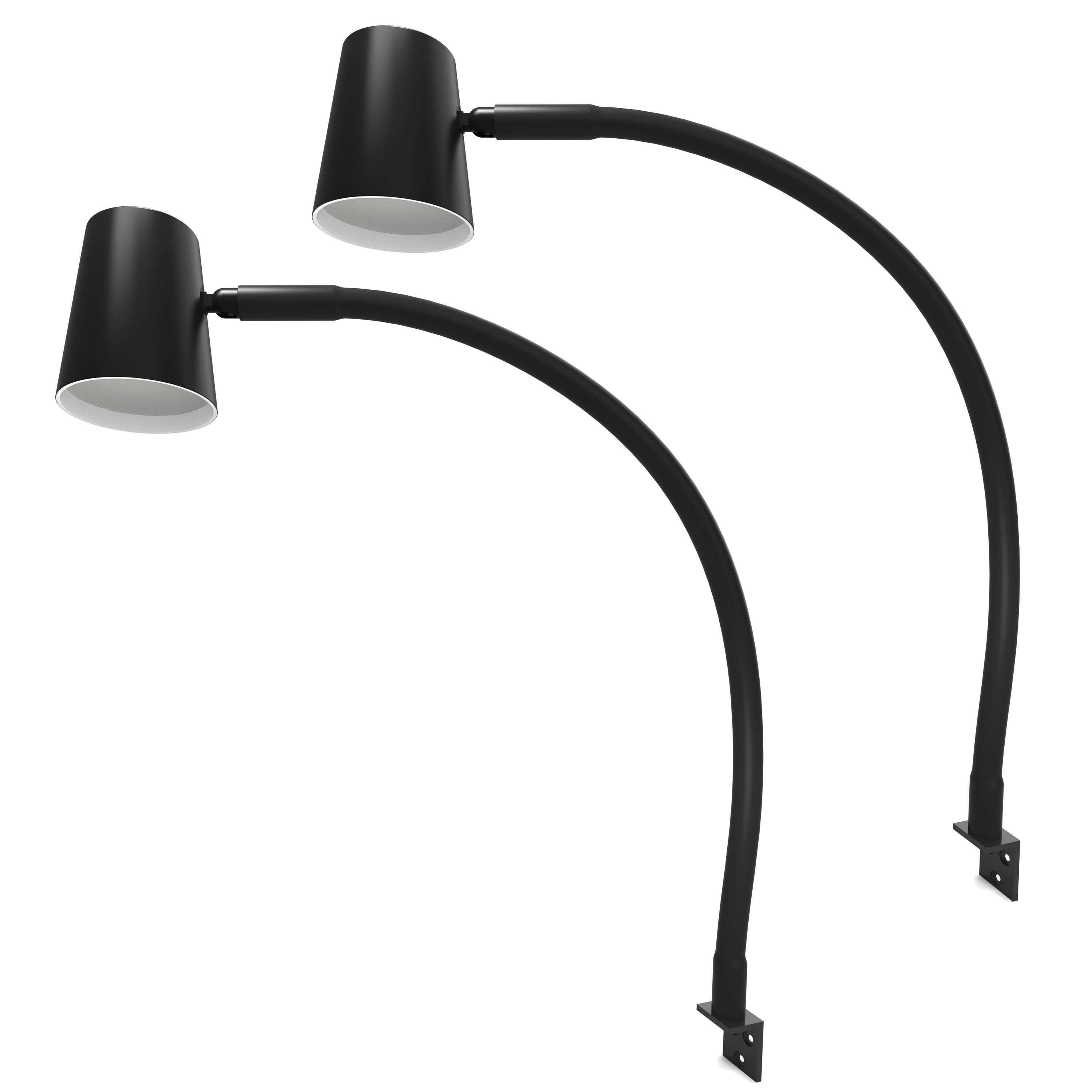 kalb Bettleuchte LED Leseleuchte schwarz, flexibler Leuchten-Hals, 2er SET