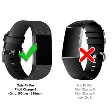 CoolGadget Smartwatch-Armband Fitnessarmband aus TPU / Silikon, für Fitbit Charge 2 Sport Uhrenarmband Fitness Band Unisex Größe L