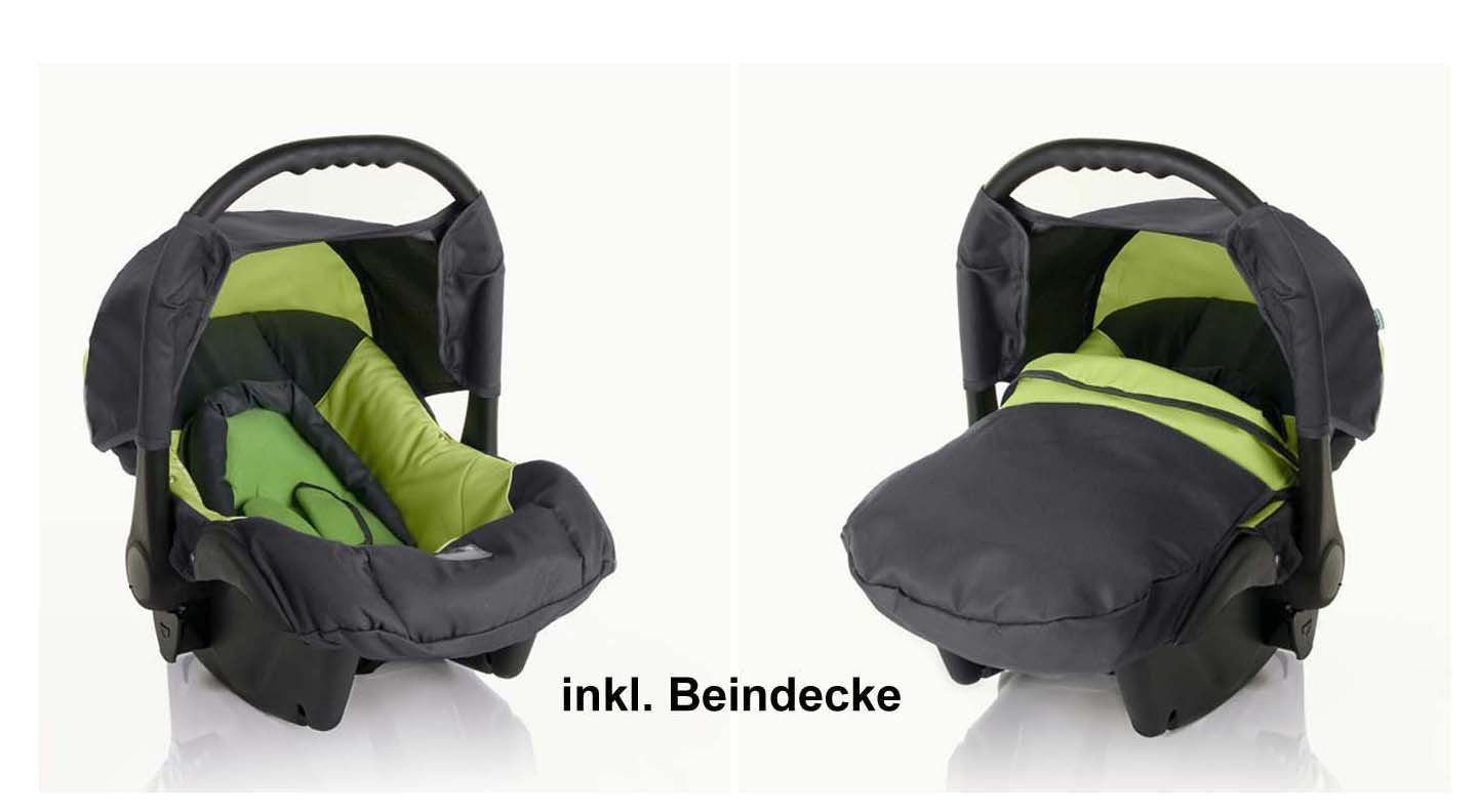 inkl. Flash Kombi-Kinderwagen - Teile 1 babies-on-wheels in in Anthrazit-Grün Farben 3 15 Autositz Kinderwagen-Set 18 -