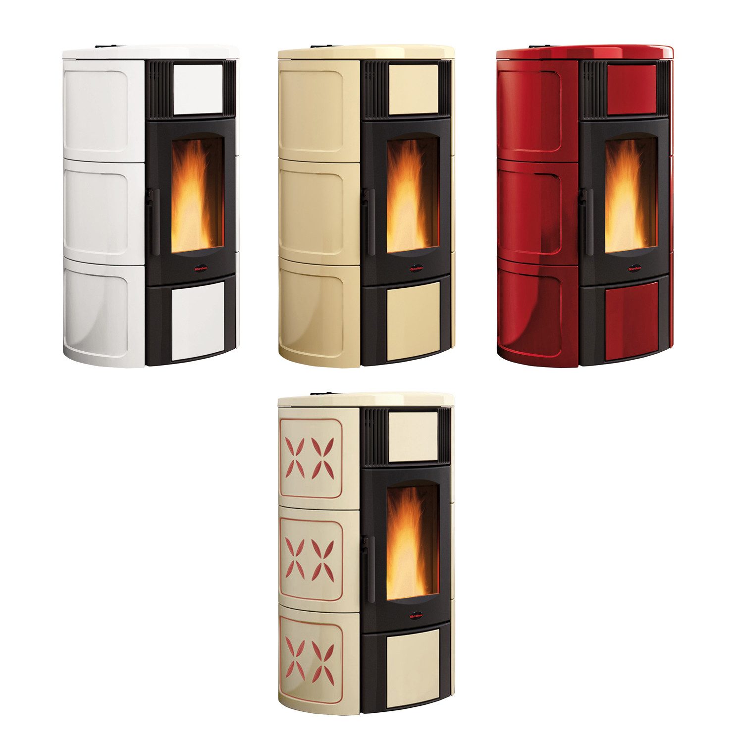 Extraflame Pelletofen Extraflame Iside Idro H15 Wasserführender Pelletofen Majolika Weiss, 18.1 kW, Pelletofen wassergeführt