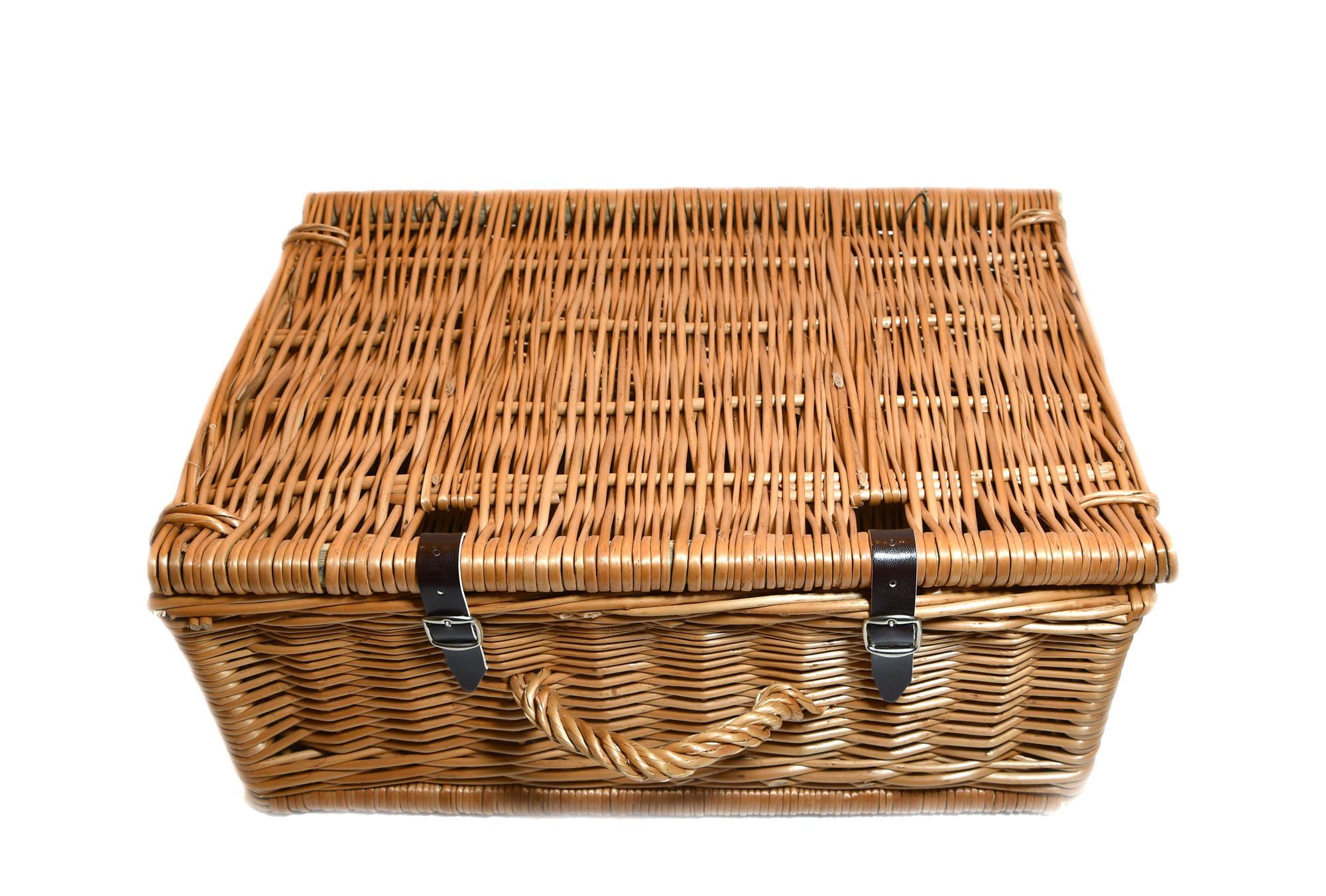 MyBer® Koffer Weidenkoffer Weidenkorb Korb aus Weide geflochten Geschenkkoffer, 0 Rollen, braun mit Verschluß und Griff Handarbeit 45/31/20 K9-031