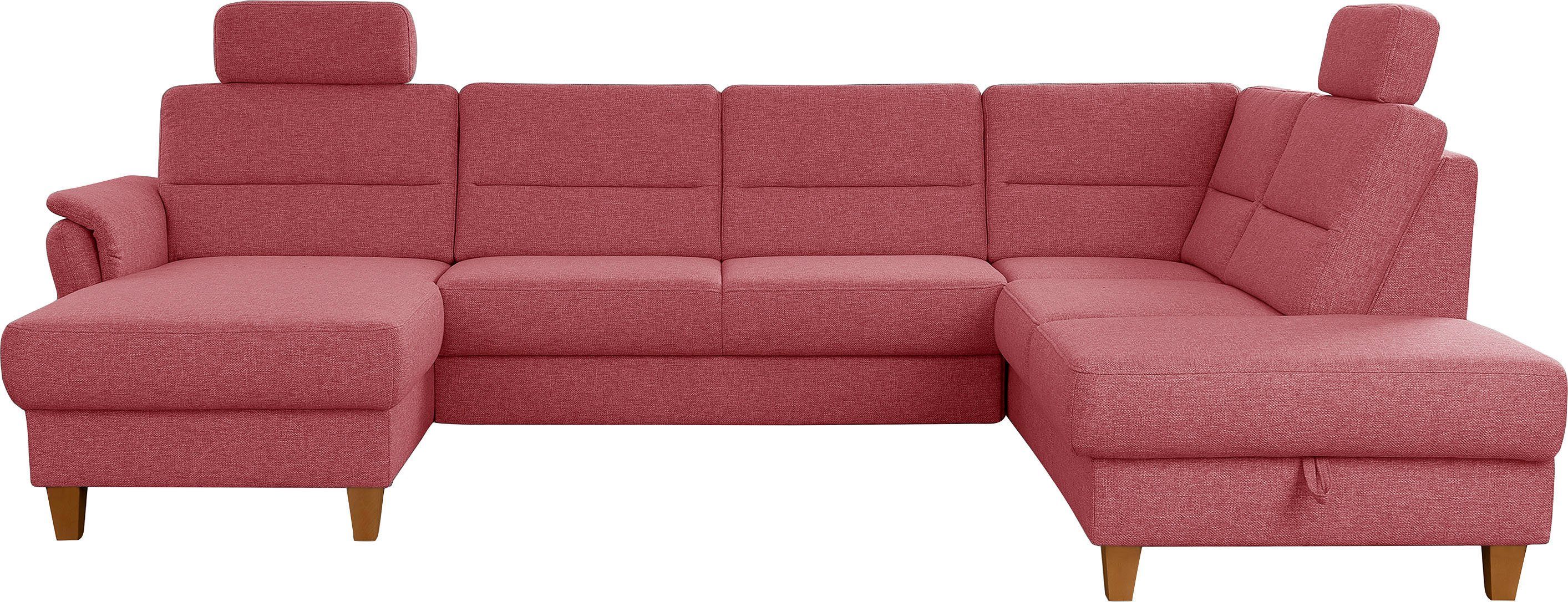 Home affaire Wohnlandschaft Palmera U-Form, B: 308 cm, optional Bettfunktion & Bettkasten, Federkern